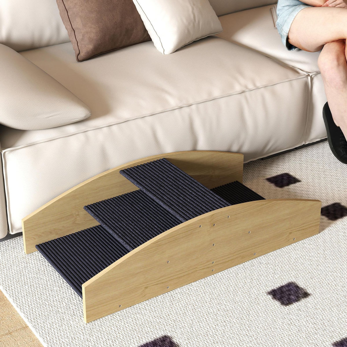 PAWHUT Bascule chien agility réversible escalier 2 en 1 bois