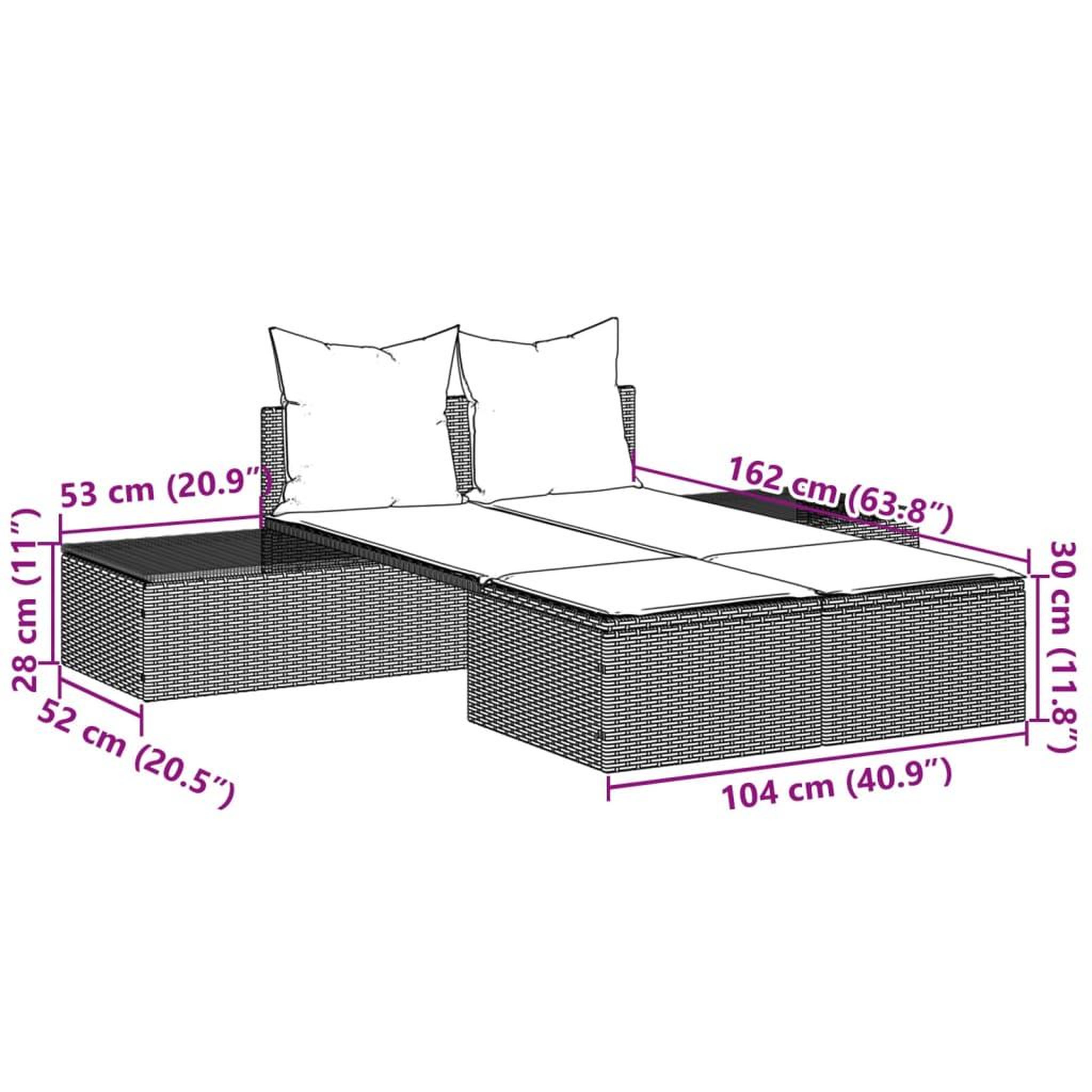Voir la diapositive 6 : VIDAXL Chaise longue double avec coussins marron resine tressee