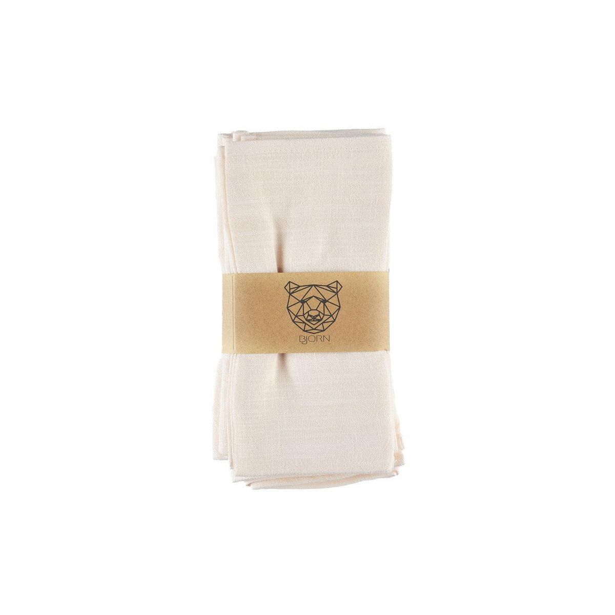 BJORN Serviette de table - 6 pièces - Lin et coton blanc crème