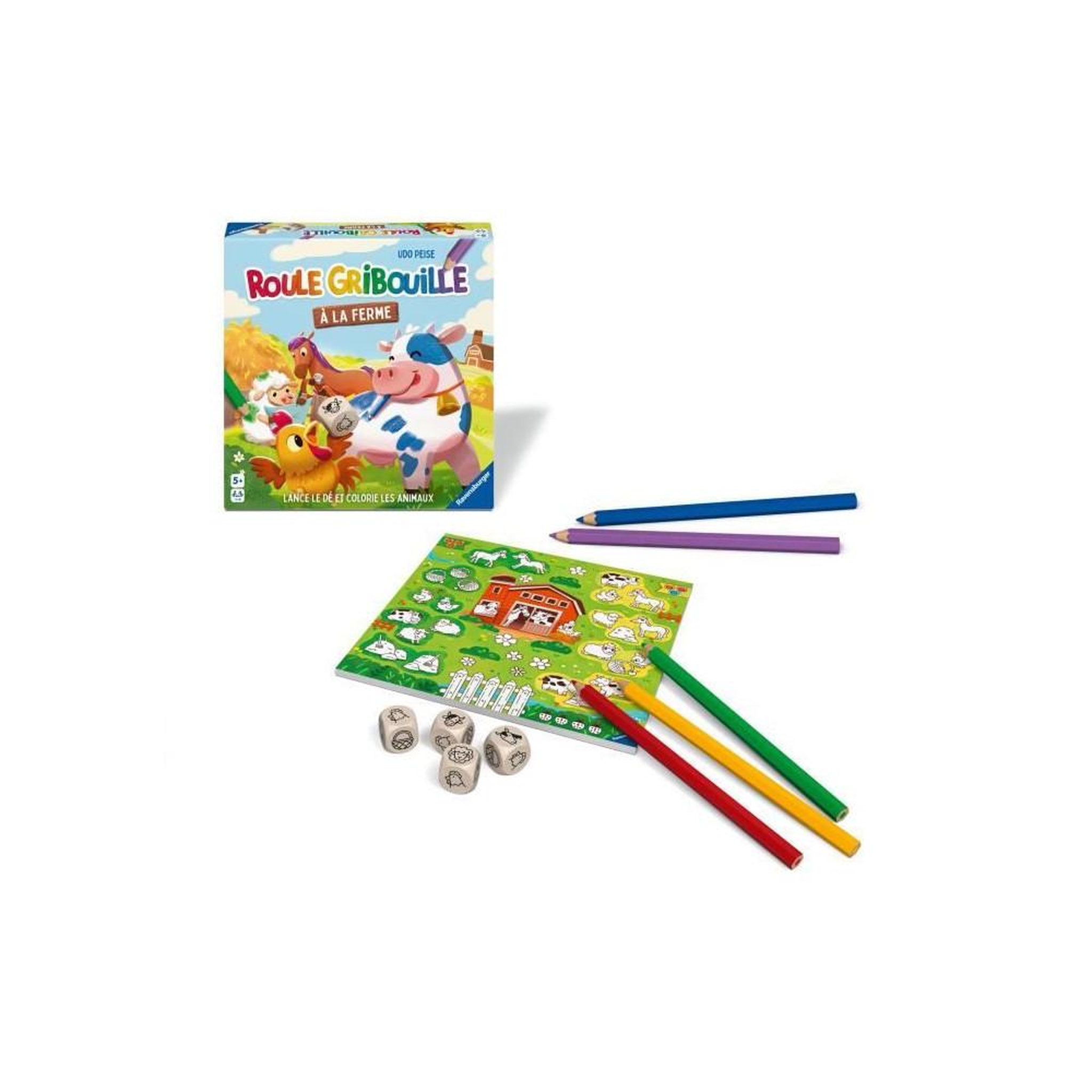 RAVENSBURGER Jeu classique Ravensburger Roule Gribouille a la ferme
