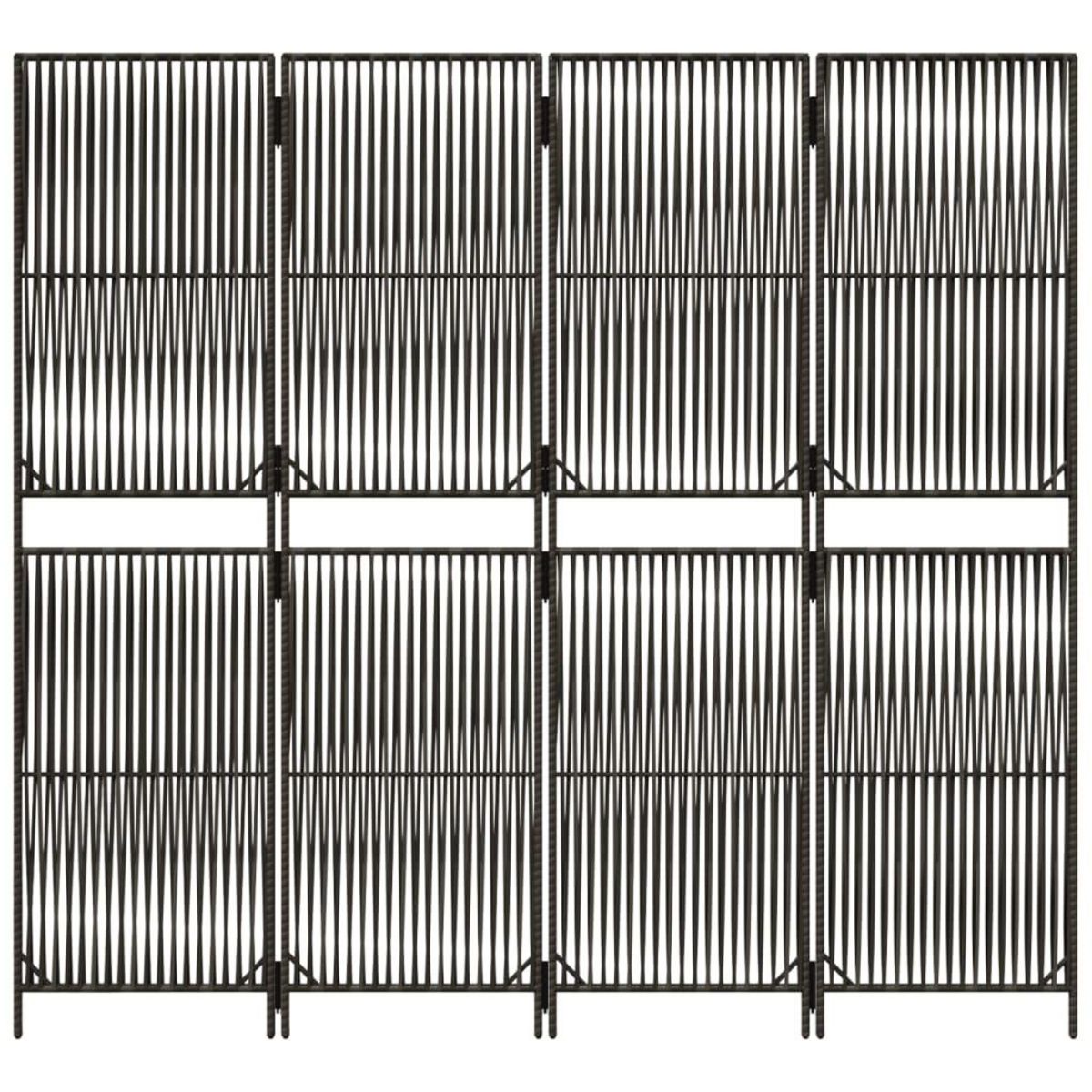 VIDAXL Cloison de separation 4 panneaux gris resine tressee