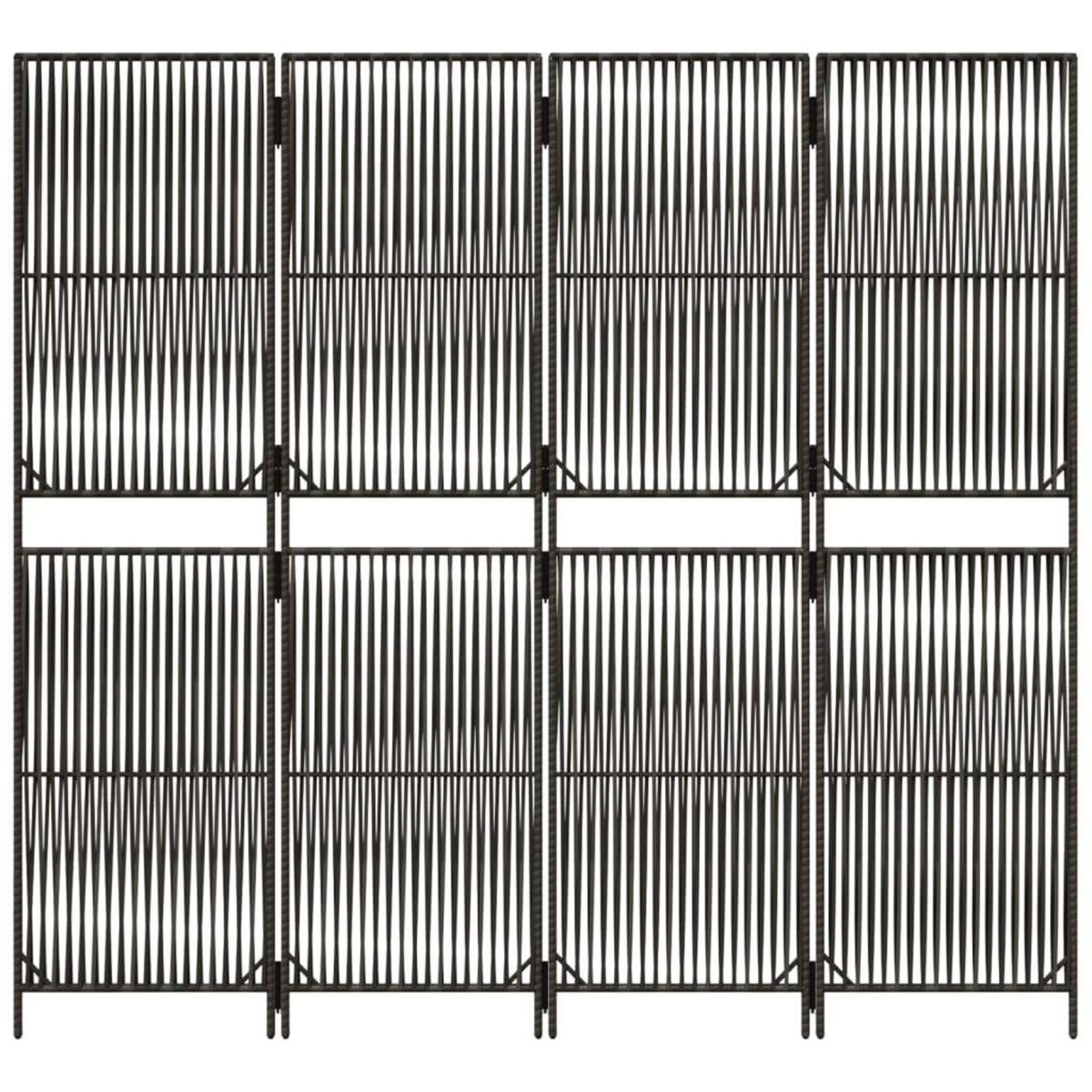 VIDAXL Cloison de separation 4 panneaux gris resine tressee