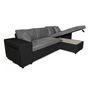 Voir la diapositive 8 : Canapé d'angle convertible avec coffre 3 places + 2 poufs à gauche et étagère à droite  MACHA
