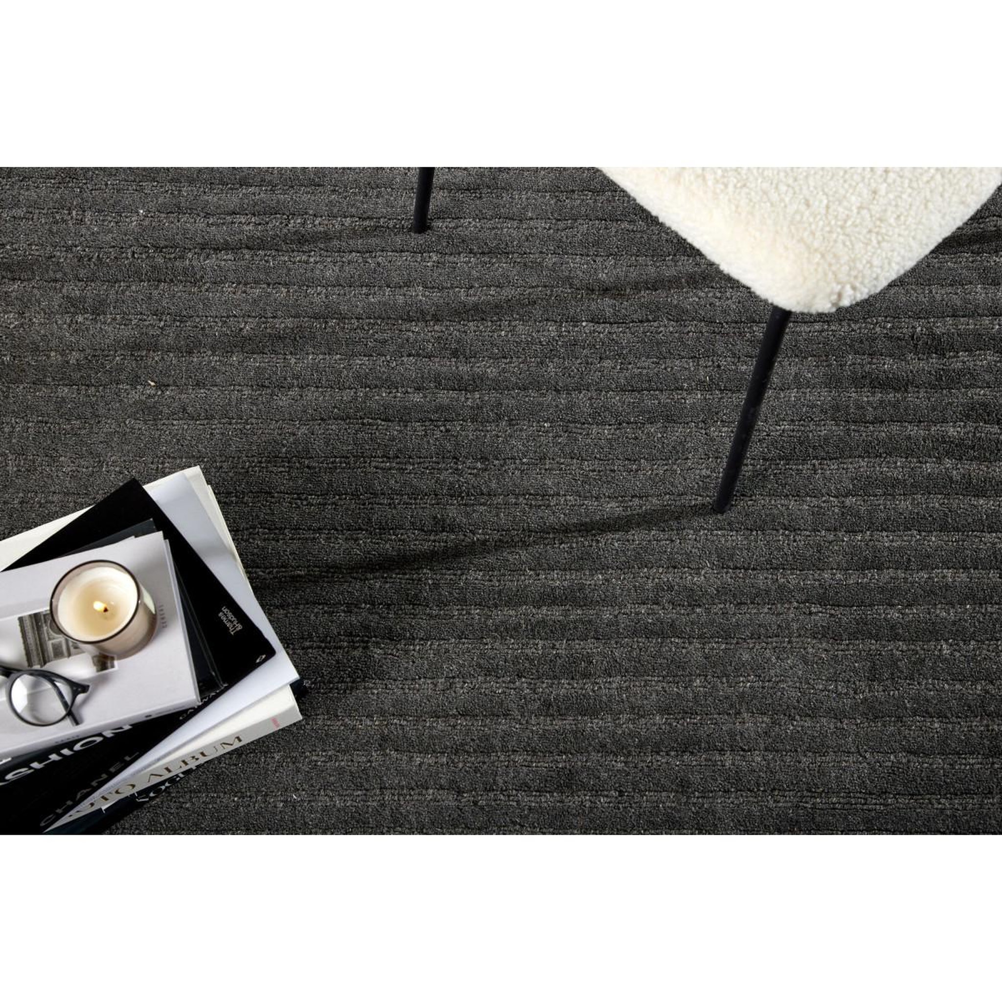 Voir la diapositive 5 : Paris Prix Tapis déco en laine  milton  202x300cm gris foncé