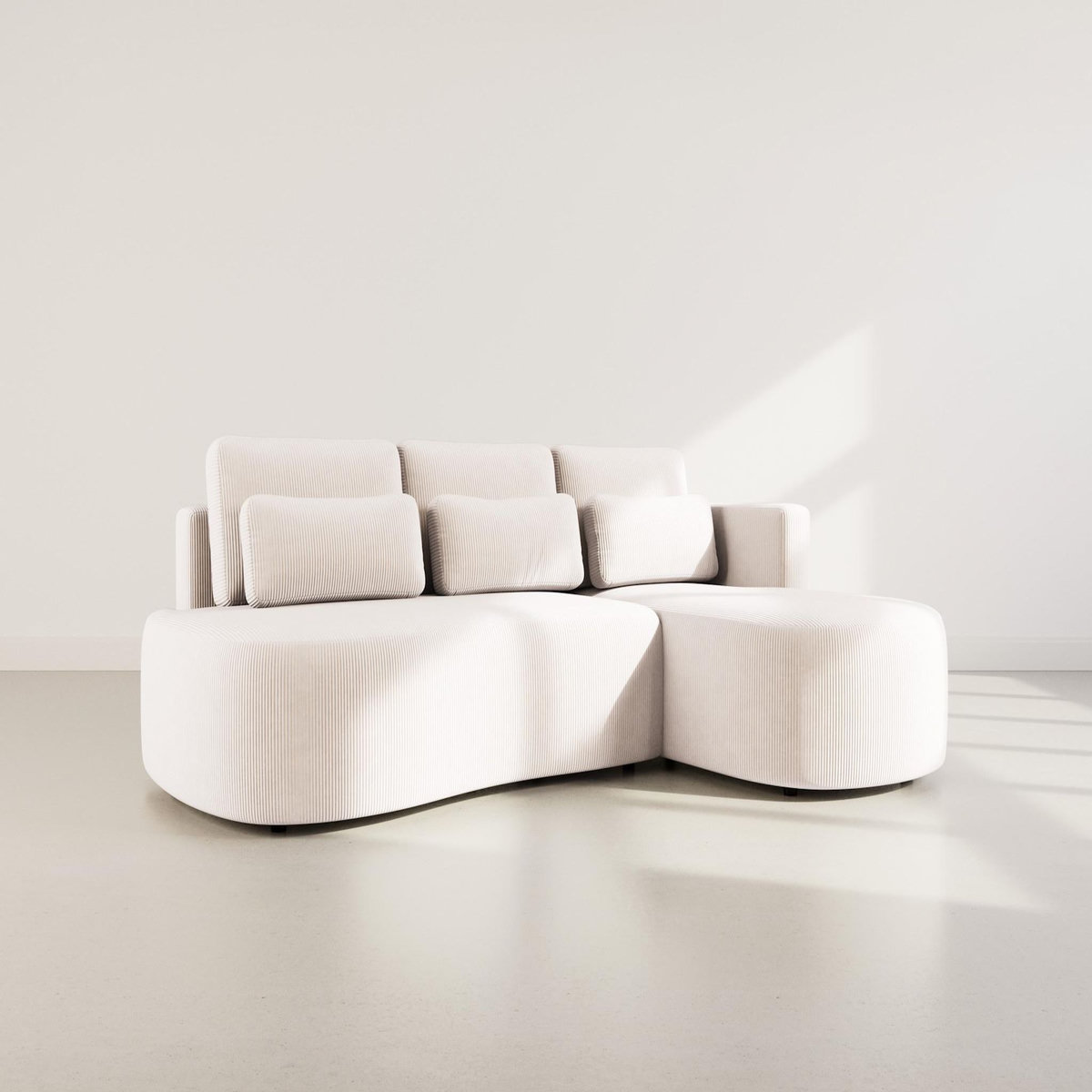 LISA DESIGN Mahina - canapé d'angle droit 4 places convertible avec coffre en velours côtelé