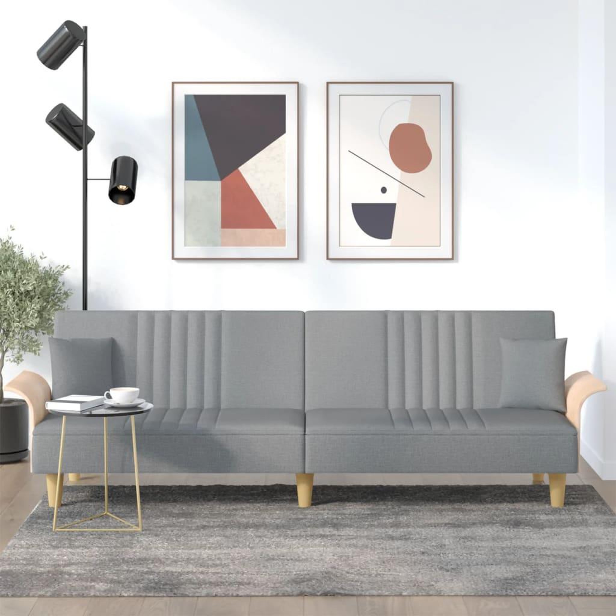VIDAXL Canape-lit avec accoudoirs gris clair tissu