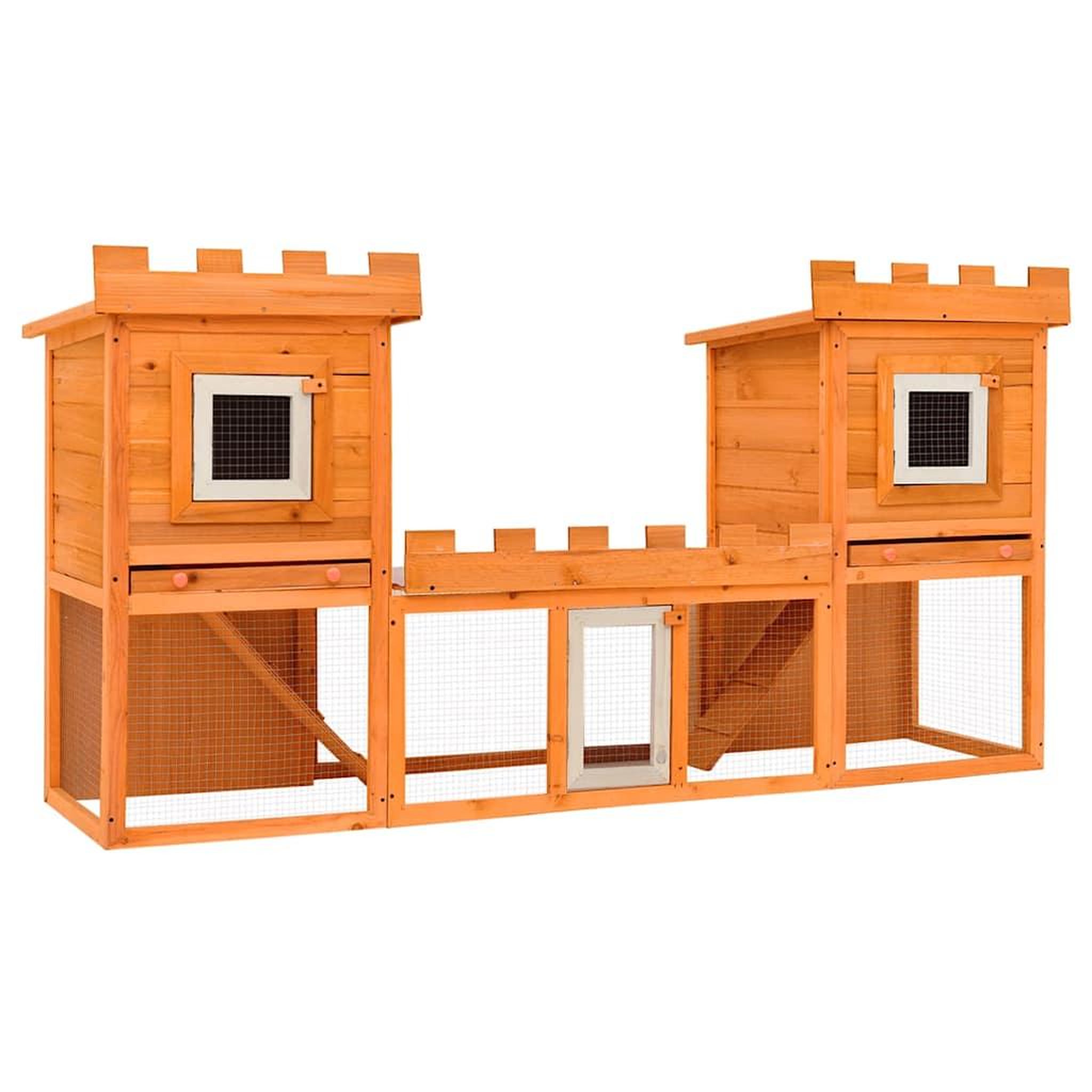 VIDAXL Clapier large d'exterieur avec maison double