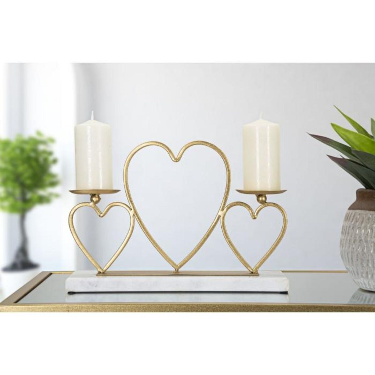 Paris Prix Bougeoir Design en Marbre  Cœur  30cm Or