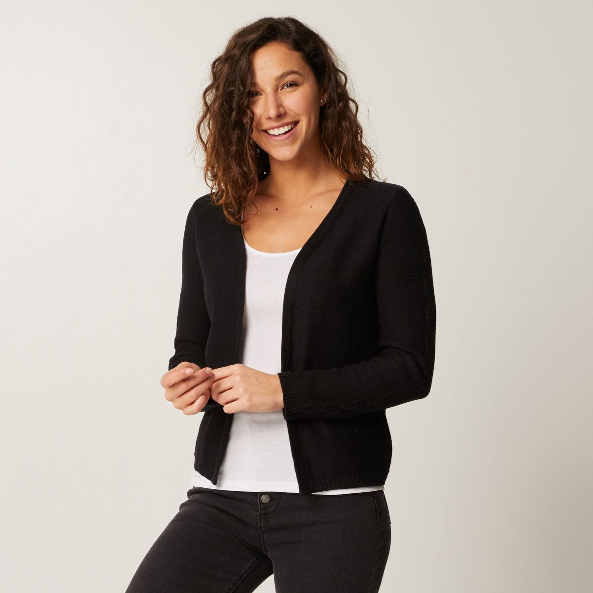 IN EXTENSO gilet, cardigan femme noir taille XXL