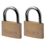Master lock CAD40T Pack de 2 Cadenas Magnum en Laiton Massif et à Clé, Doré, 5,4 x 4 x 1 cm