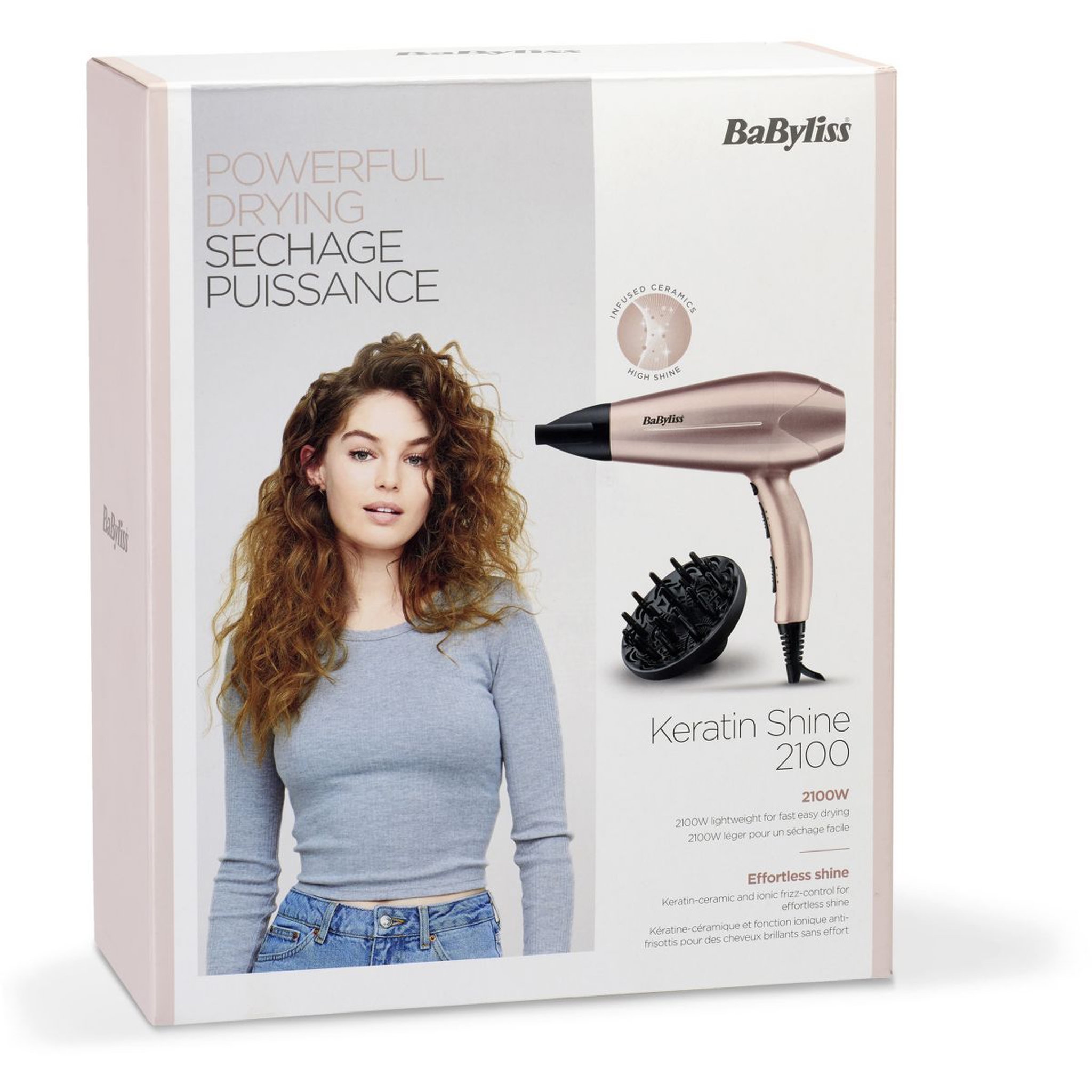 Voir la diapositive 3 : BABYLISS Sèche cheveux D565AE Keratin shine 2100
