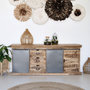 Voir la diapositive 2 : Rendez vous déco Grand buffet en bois et métal 3 portes 3 tiroirs-Tabuk