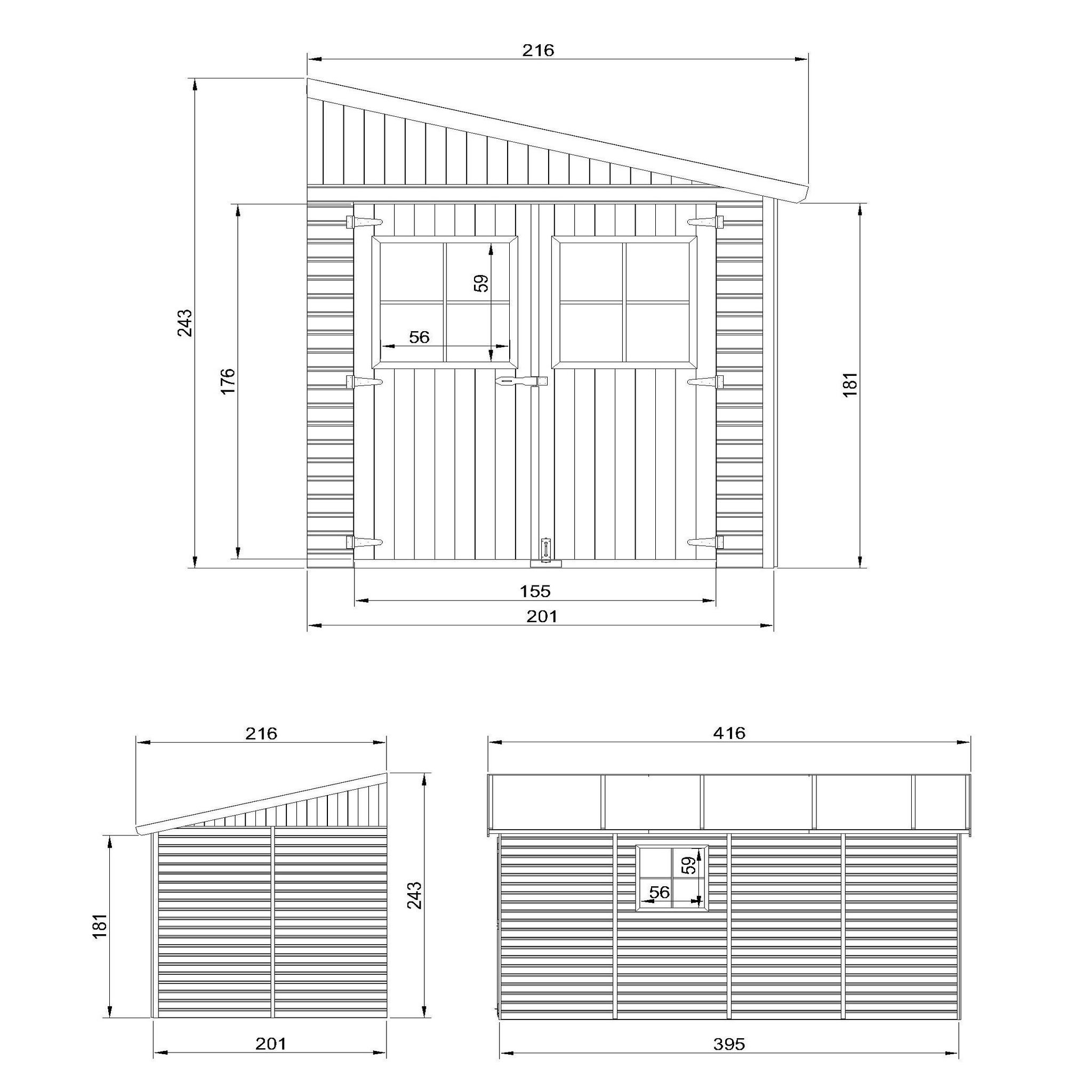 Voir la diapositive 5 : TIMBELA Abri de Jardin en Bois sans paroi latérale - 8 m2 M340