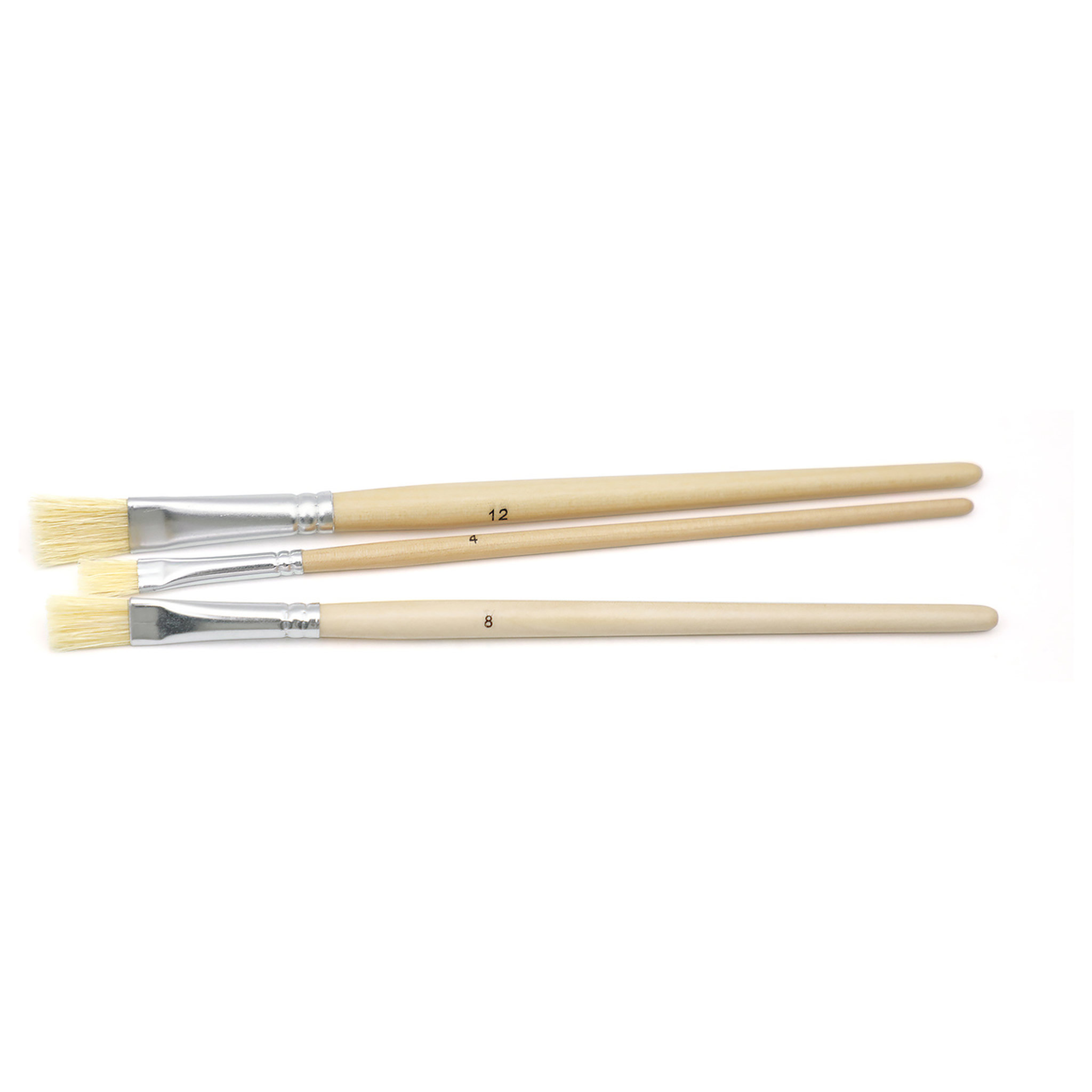Voir la diapositive 4 : AUCHAN Lot de 3 pinceaux plats N°4/8/12