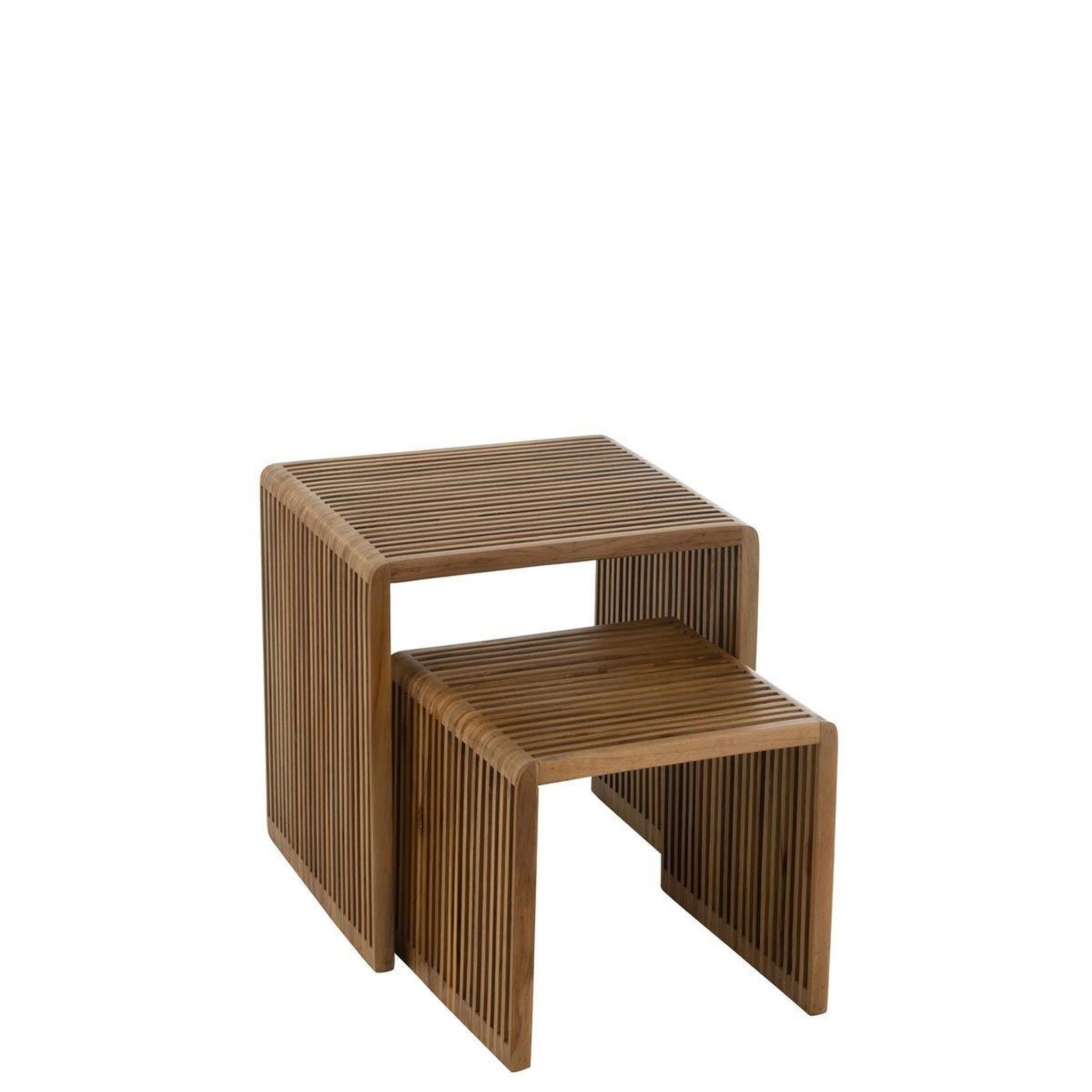 Voir la diapositive 5 : J-LINE Lot de 2 tables basses en bois  teck  50cm naturel
