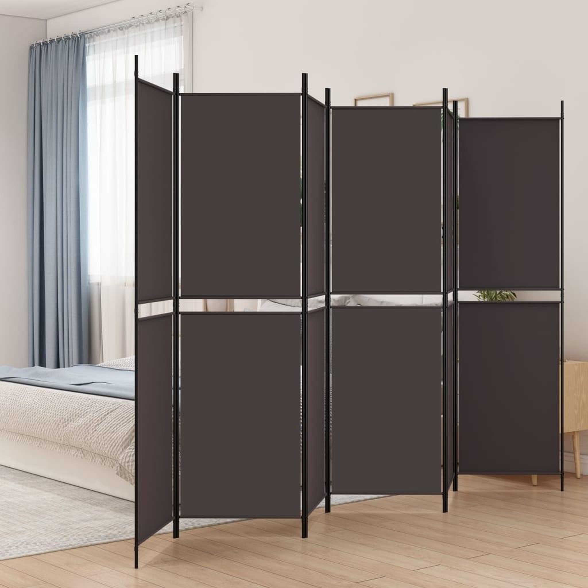 Voir la diapositive 1 : VIDAXL Cloison de separation 6 panneaux Marron 300x200 cm Tissu