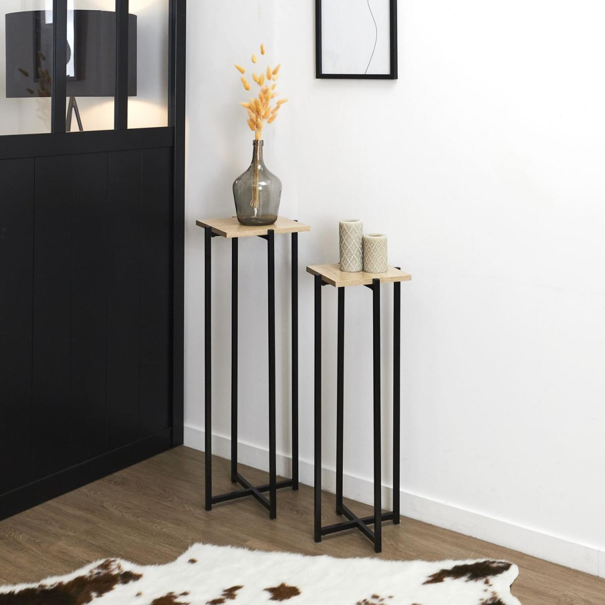 Voir la diapositive 4 : The Home Deco Factory Lot de 2 sellettes  loka  82cm noir