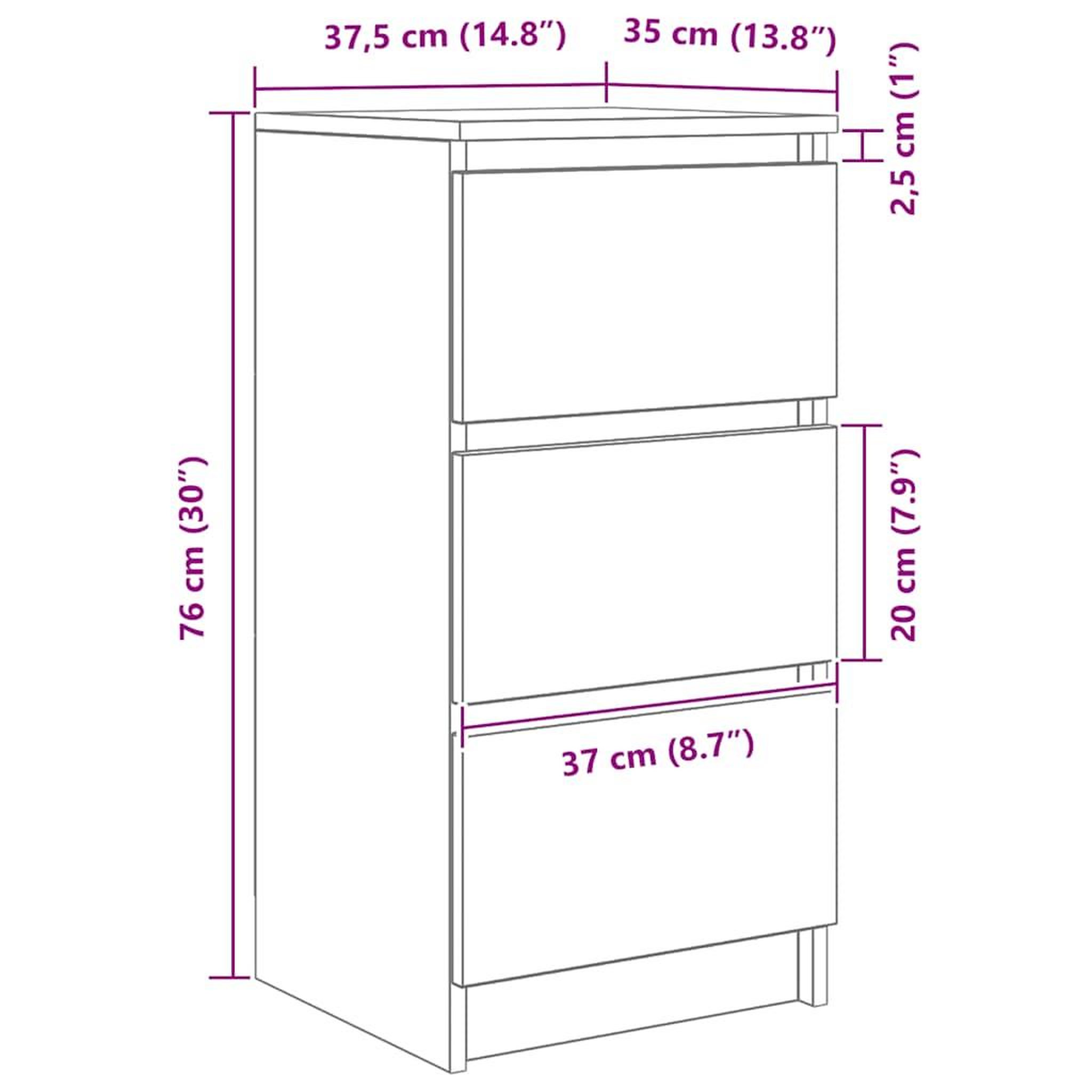Voir la diapositive 6 : VIDAXL Buffet vieux bois 37,5x35x76 cm bois d'ingenierie