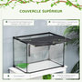 Voir la diapositive 5 : PAWHUT Terrarium en verre - vivarium reptiles & batraciens - habitat tortue - couvercle grillagé coulissant verrouillable - distributeur eau, thermomètre - métal noir verre