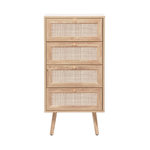 SWEEEK Commode chiffonnier 4 tiroirs décor bois et cannage