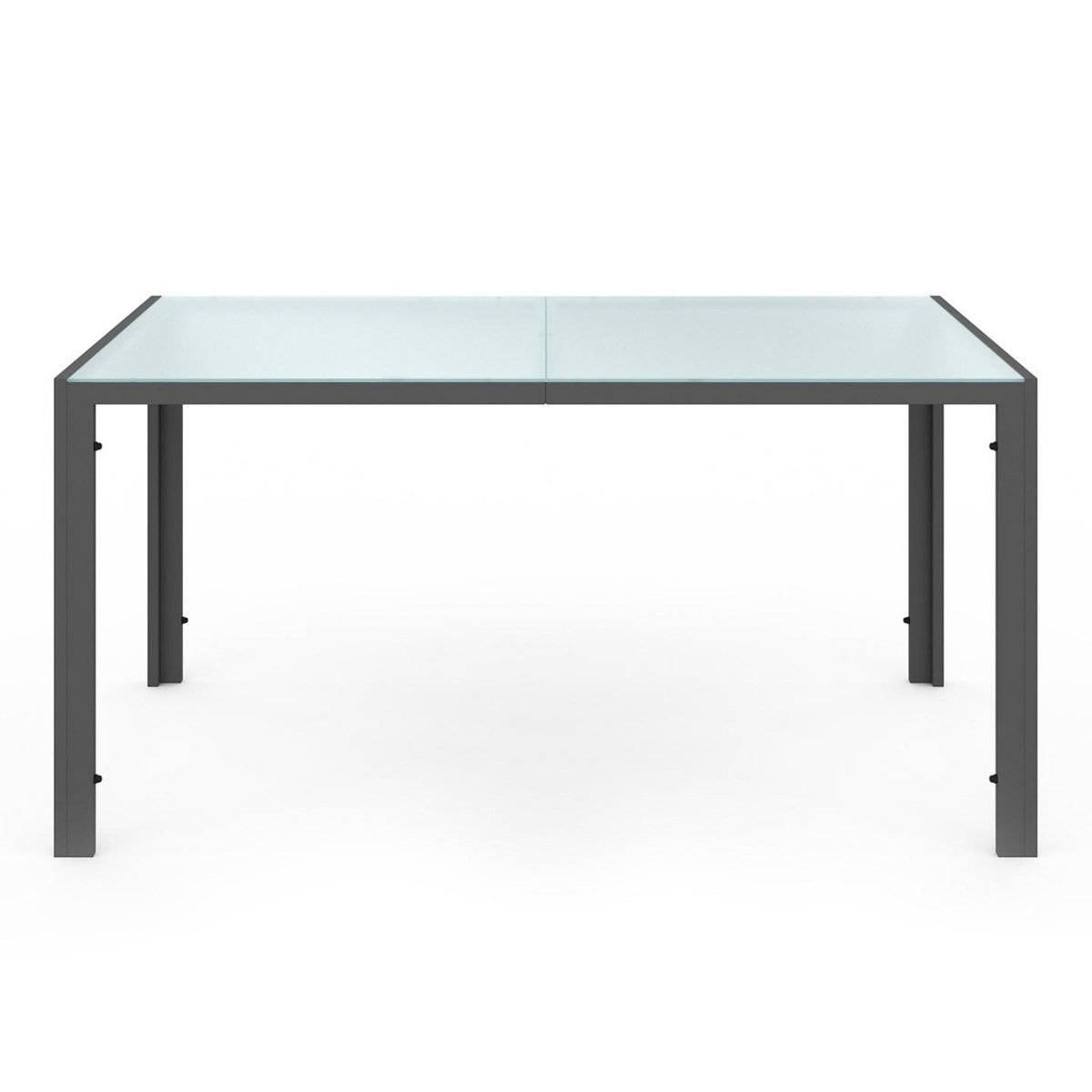 ID MARKET Salon de jardin MADRID table 150 CM et 6 chaises empilables gris anthracite plateau clair