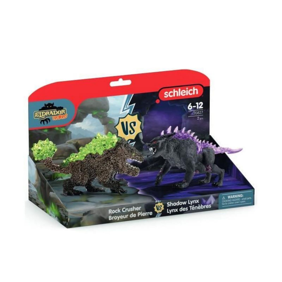 Schleich Figurines Duo Lynx des Ténebres vs Broyeur de Pierre, SCHLEICH 70827 Eldrador Creatures, des 6 ans