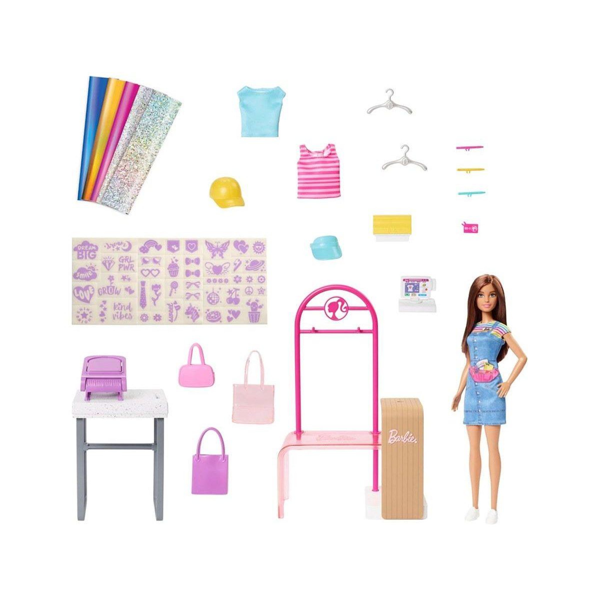 Voir la diapositive 4 : MATTEL Barbie - Coffret Boutique Créations avec Portant et accessoires