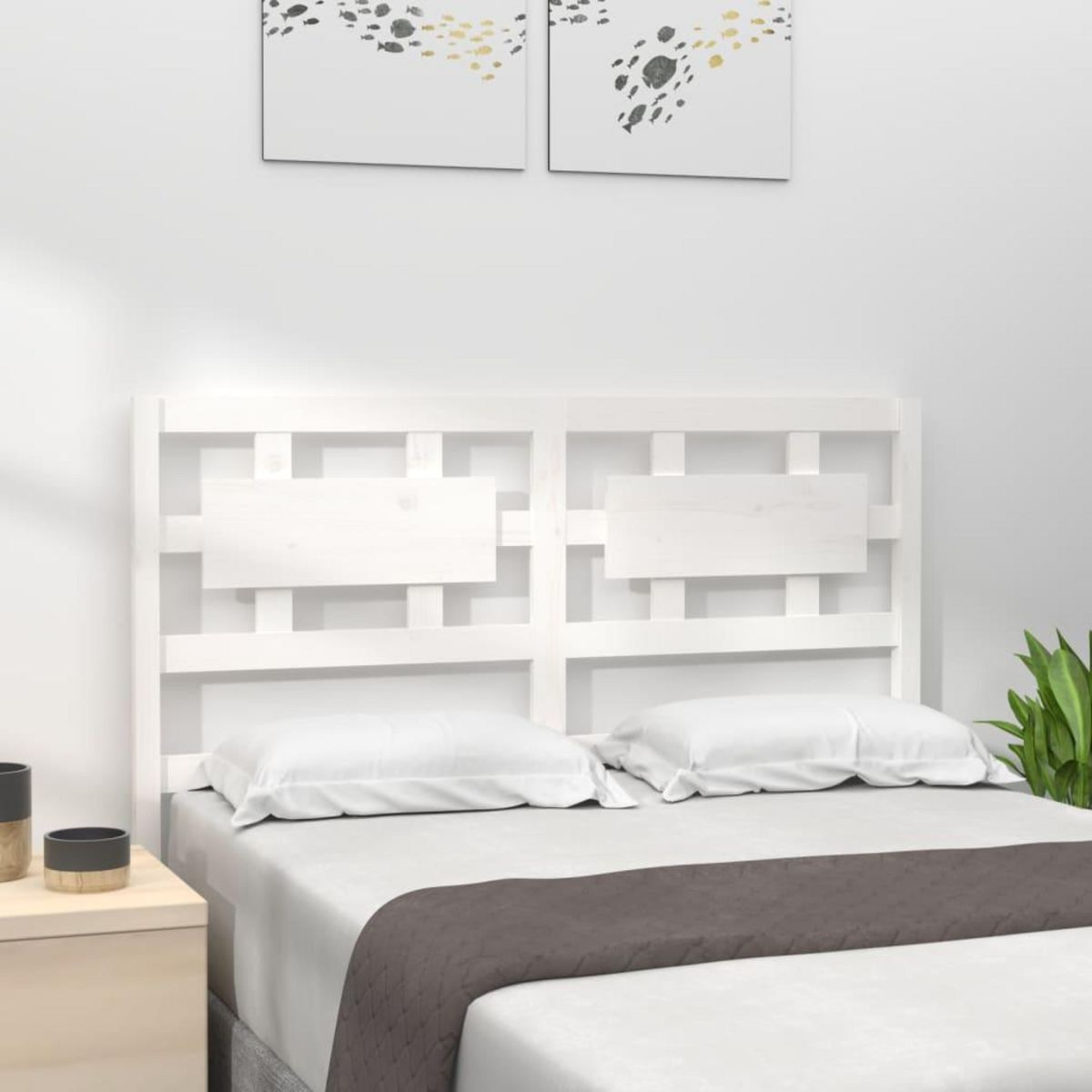 VIDAXL Tete de lit blanc 140,5x4x100 cm bois massif de pin