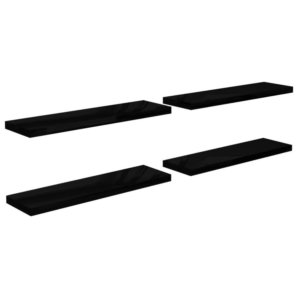 VIDAXL Etagere murale flottante 4 pcs Noir brillant 90x23,5x3,8 cm MDF