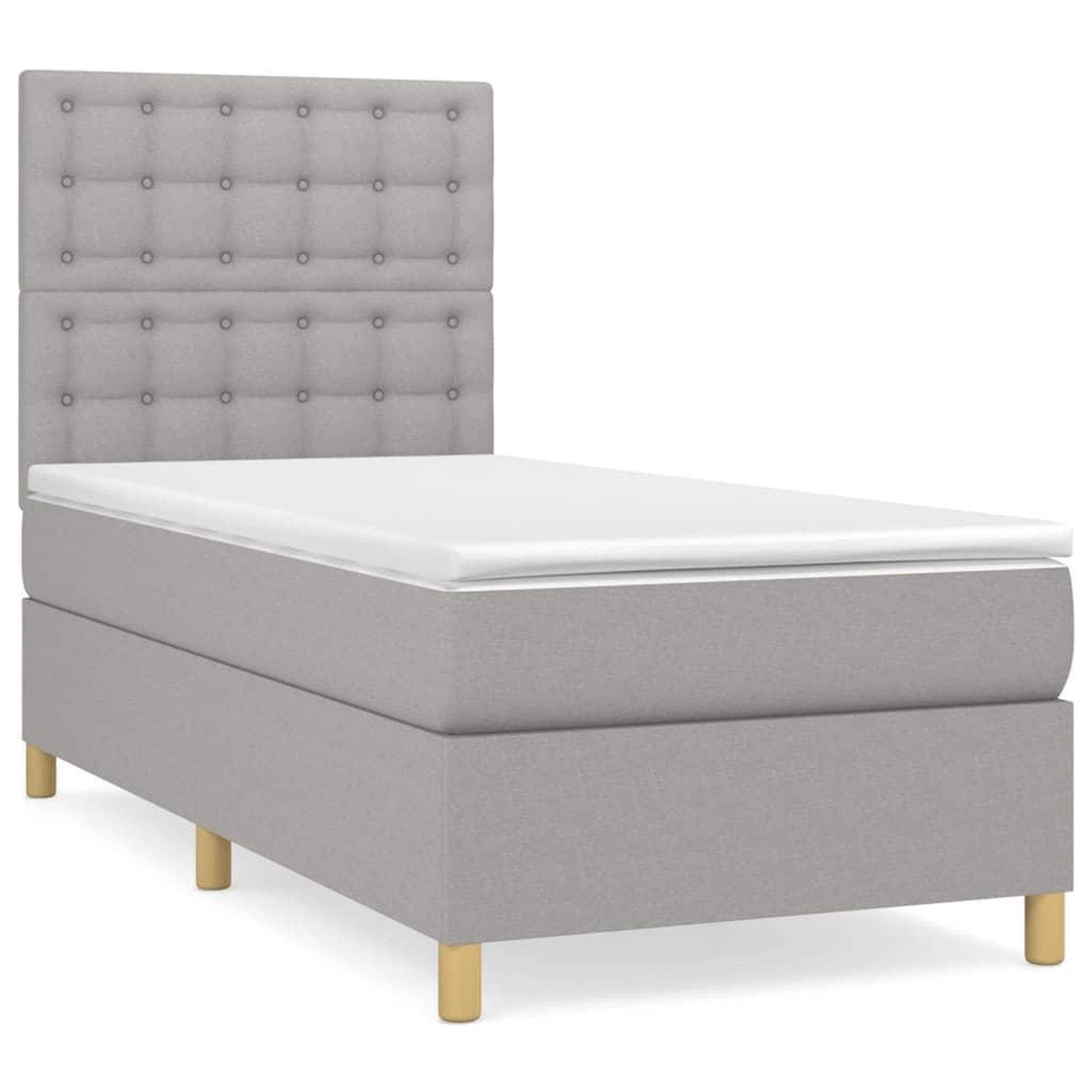 Voir la diapositive 2 : VIDAXL Sommier a lattes de lit avec matelas Gris clair 80x200 cm Tissu
