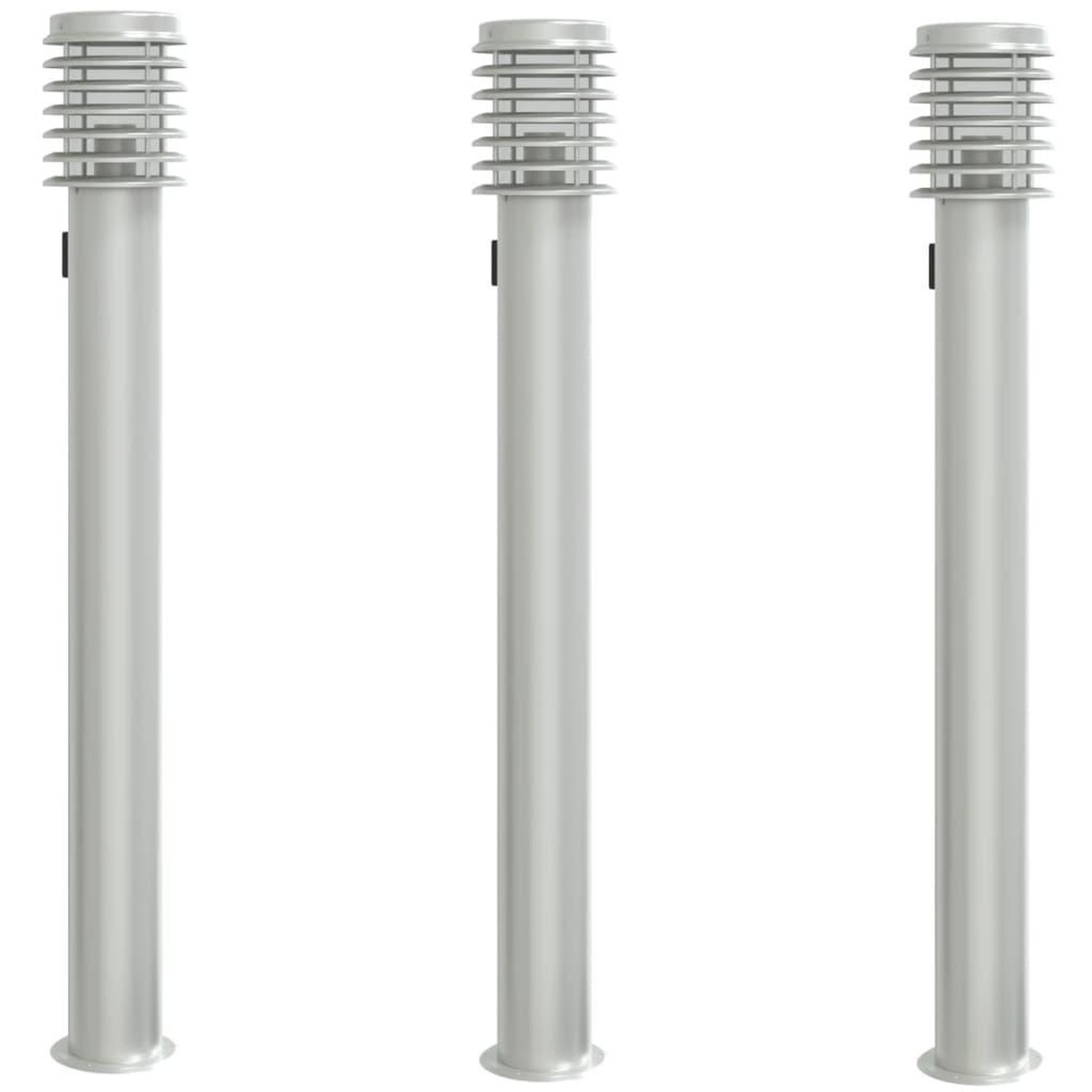 Voir la diapositive 2 : VIDAXL Lampadaires d'exterieur et sortie 3pcs argente acier inoxydable