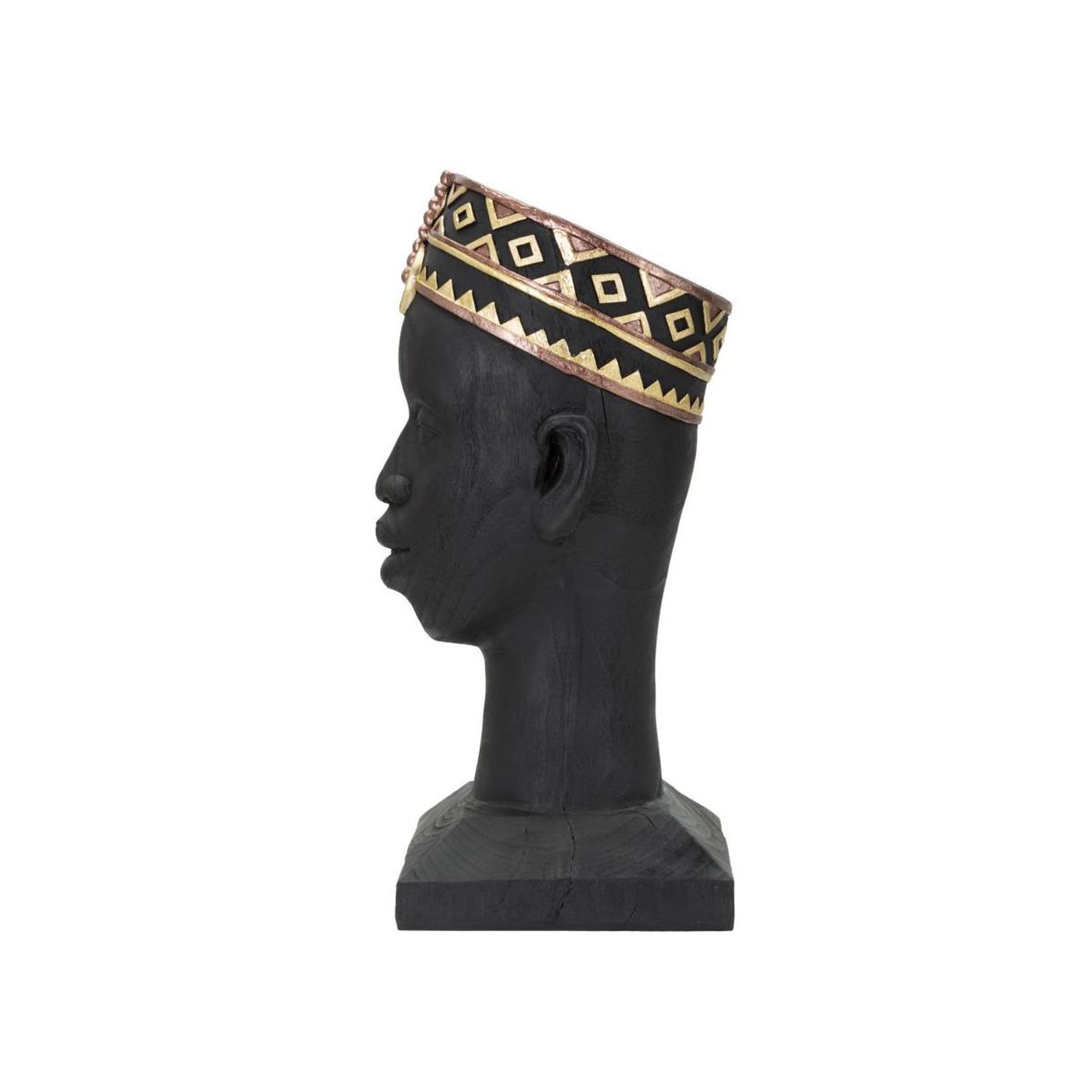 Voir la diapositive 2 : Paris Prix Statue Tête Homme Couvre-Chef  Massai  56cm Noir