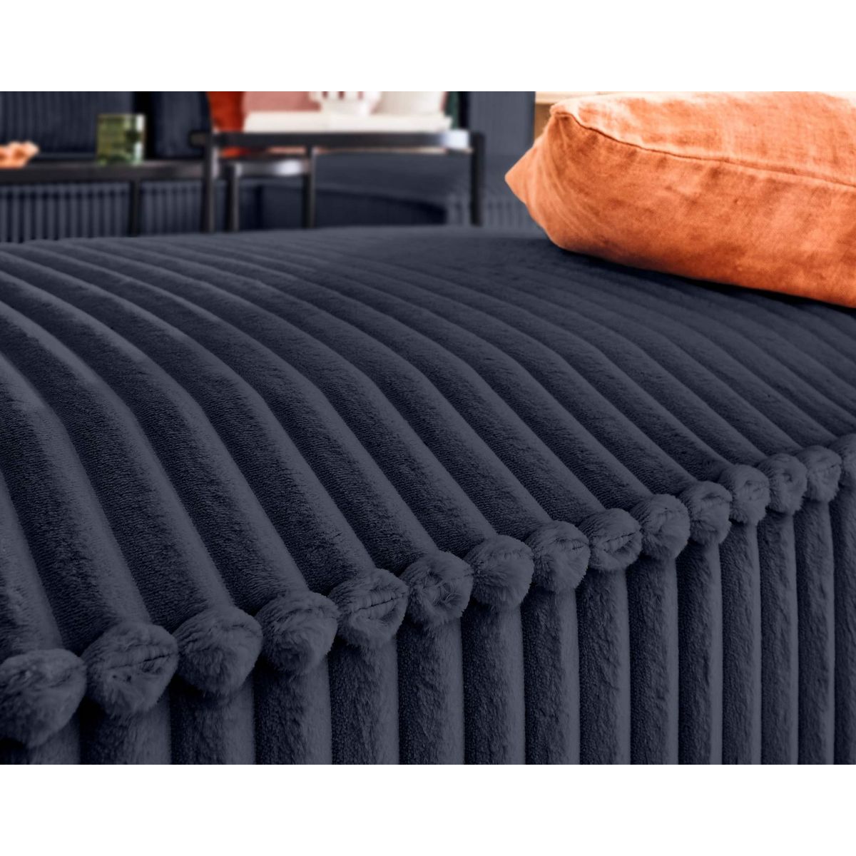 LISA DESIGN Stella - pouf - en velours côtelé grosses côtes