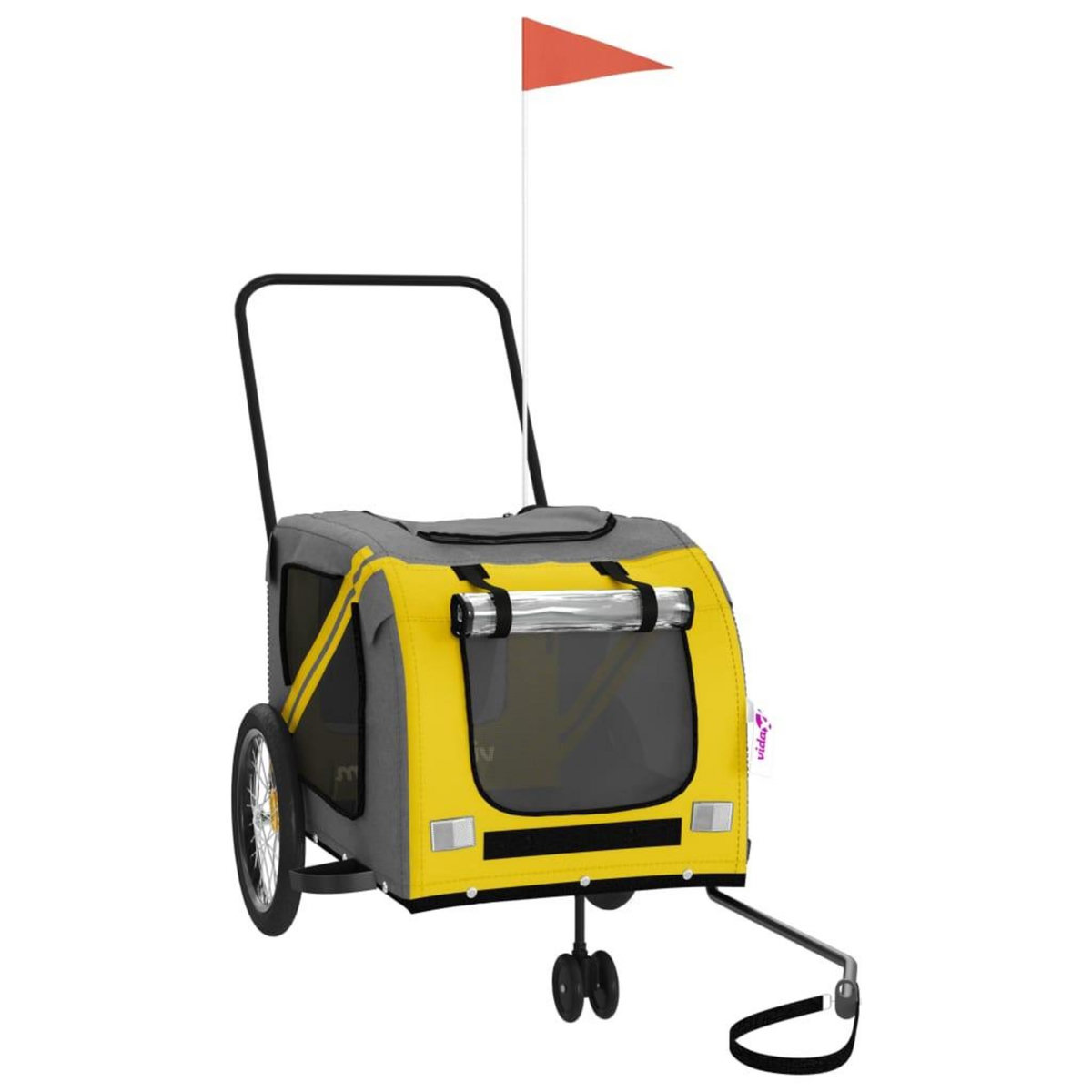 VIDAXL Remorque de velo pour animaux de compagnie jaune et gris