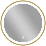 HOMCOM Miroir salle de bain avec éclairage LED rond verre doré