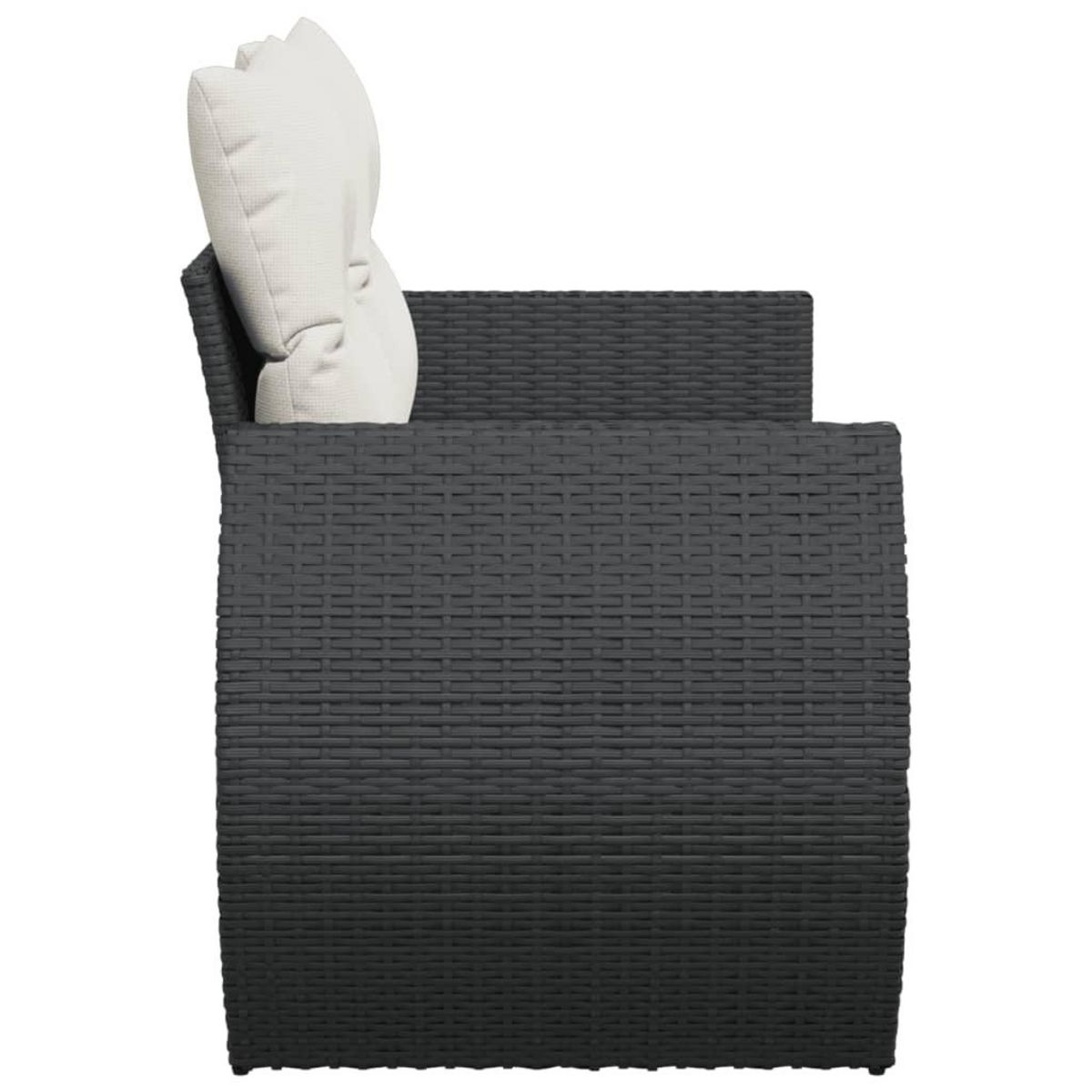 VIDAXL Canape de jardin avec coussins 2 places noir resine tressee