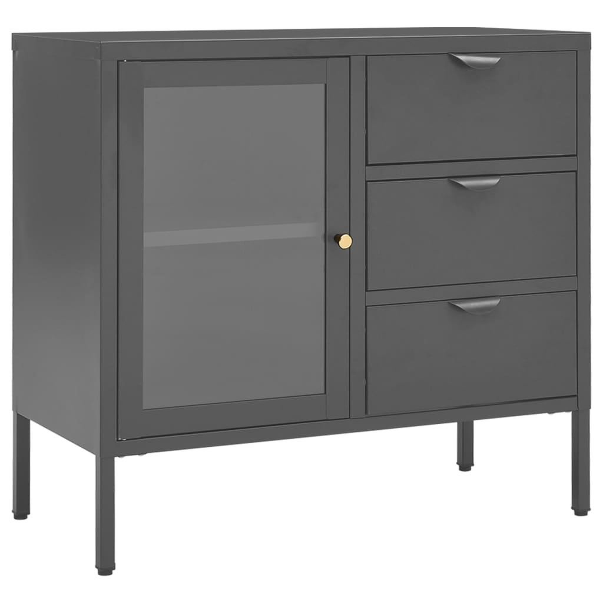 Voir la diapositive 2 : VIDAXL Buffet Anthracite 75x35x70 cm Acier et verre trempe