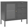 Voir la diapositive 2 : VIDAXL Buffet Anthracite 75x35x70 cm Acier et verre trempe