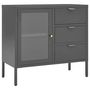 Voir la diapositive 2 : VIDAXL Buffet Anthracite 75x35x70 cm Acier et verre trempe