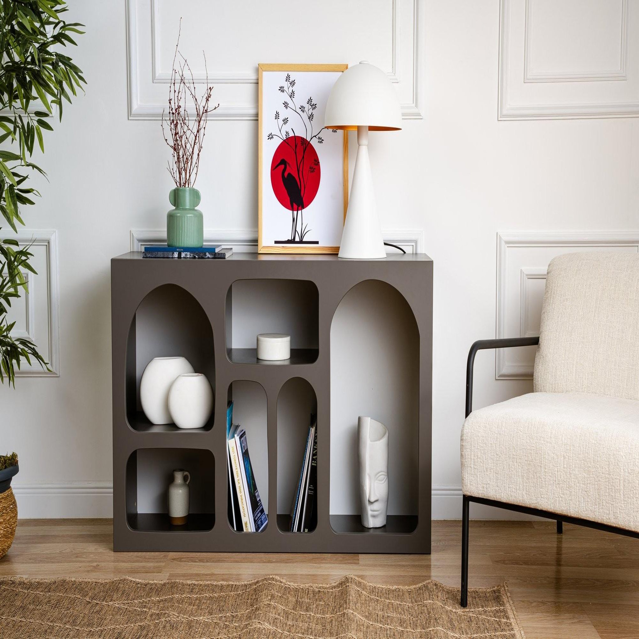 Voir la diapositive 3 : Habitat et Jardin Buffet en bois  liva 120  - 120 x 37 x 74 cm - gris anthracite