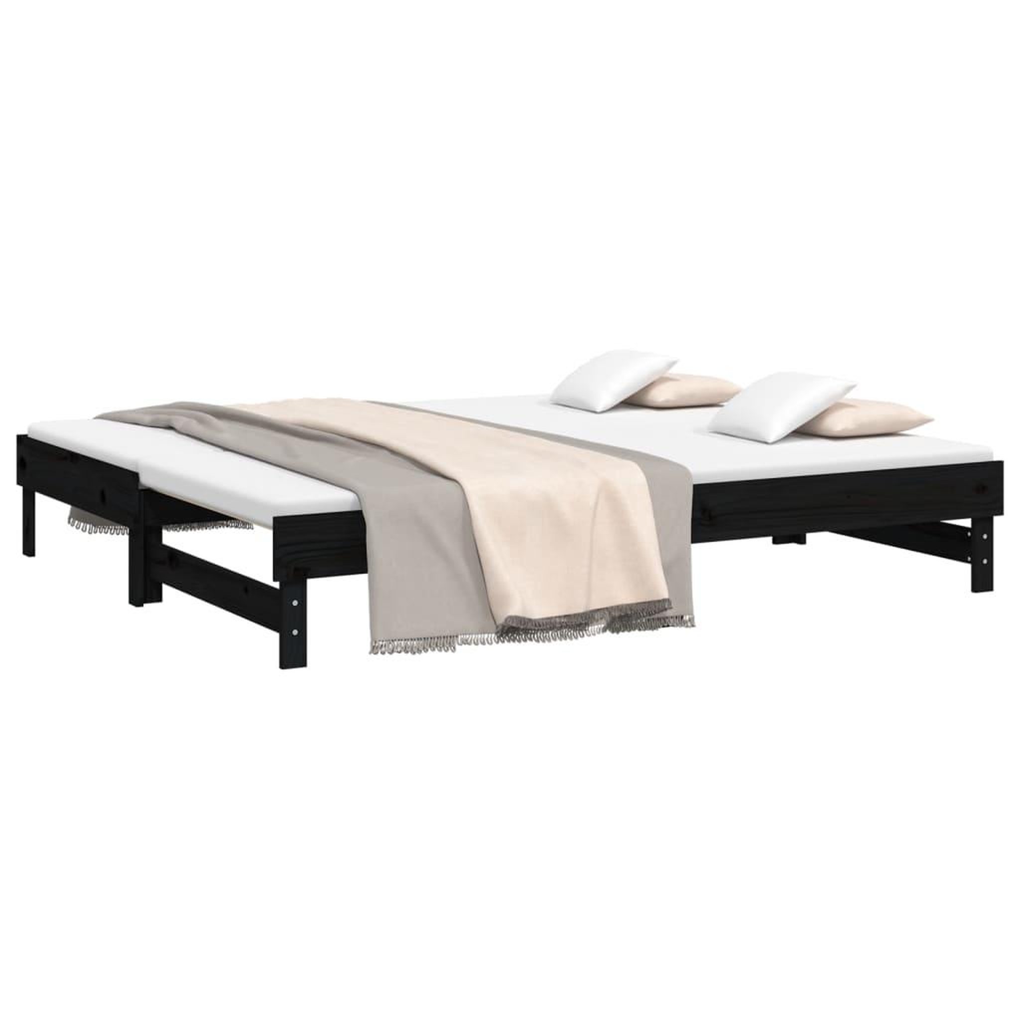 Voir la diapositive 3 : VIDAXL Lit coulissant sans matelas noir 2x(90x200) cm