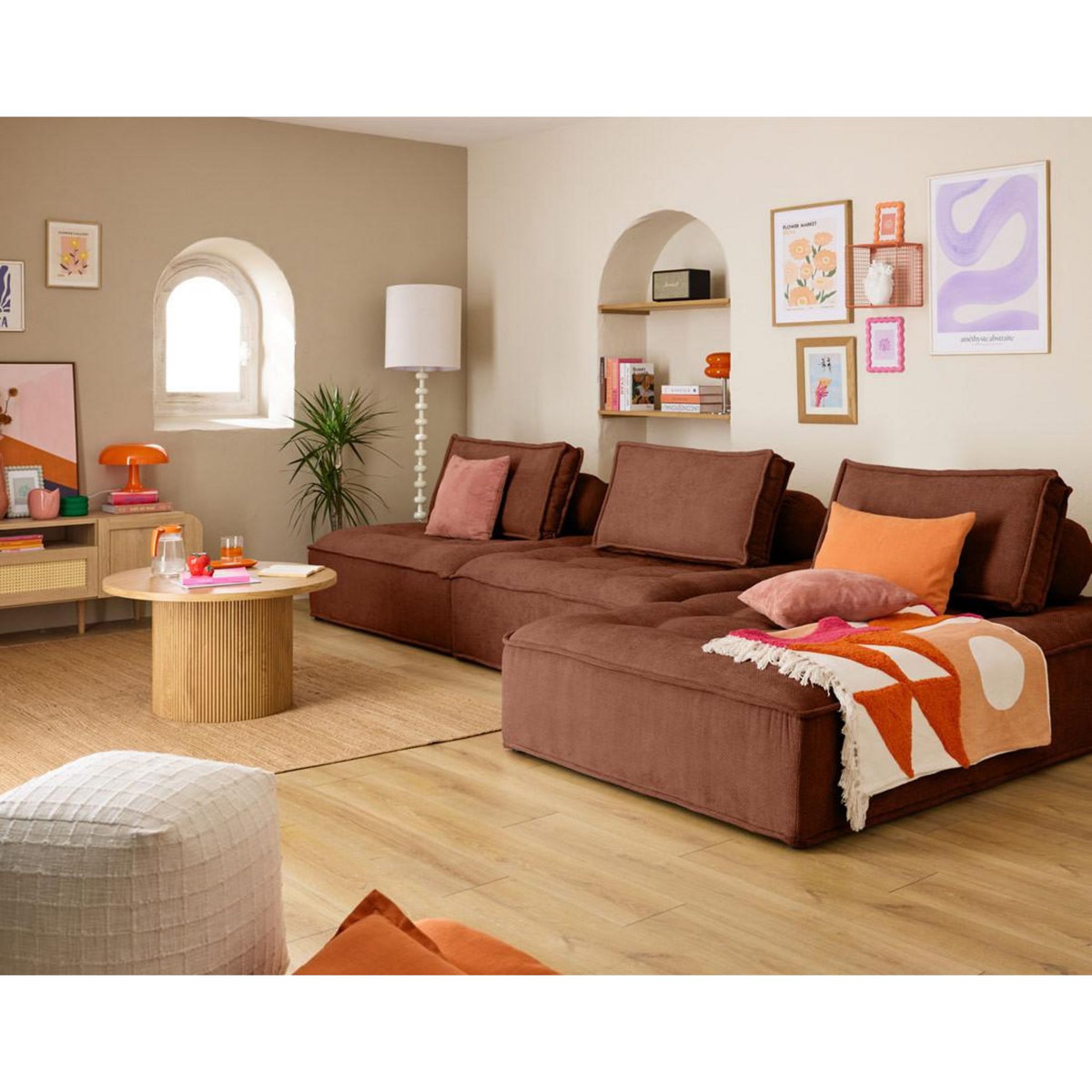 LISA DESIGN Marisol - canapé d'angle modulable 4 places - velours texturé