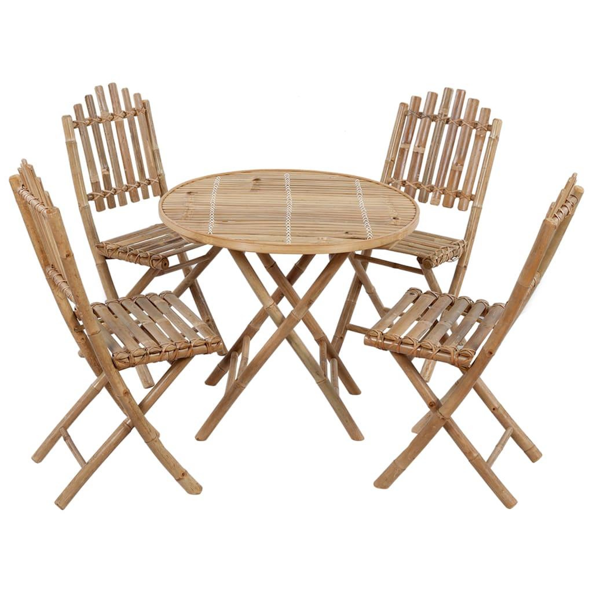 Voir la diapositive 2 : VIDAXL Ensemble a manger d'exterieur pliable 5pcs avec coussins bambou