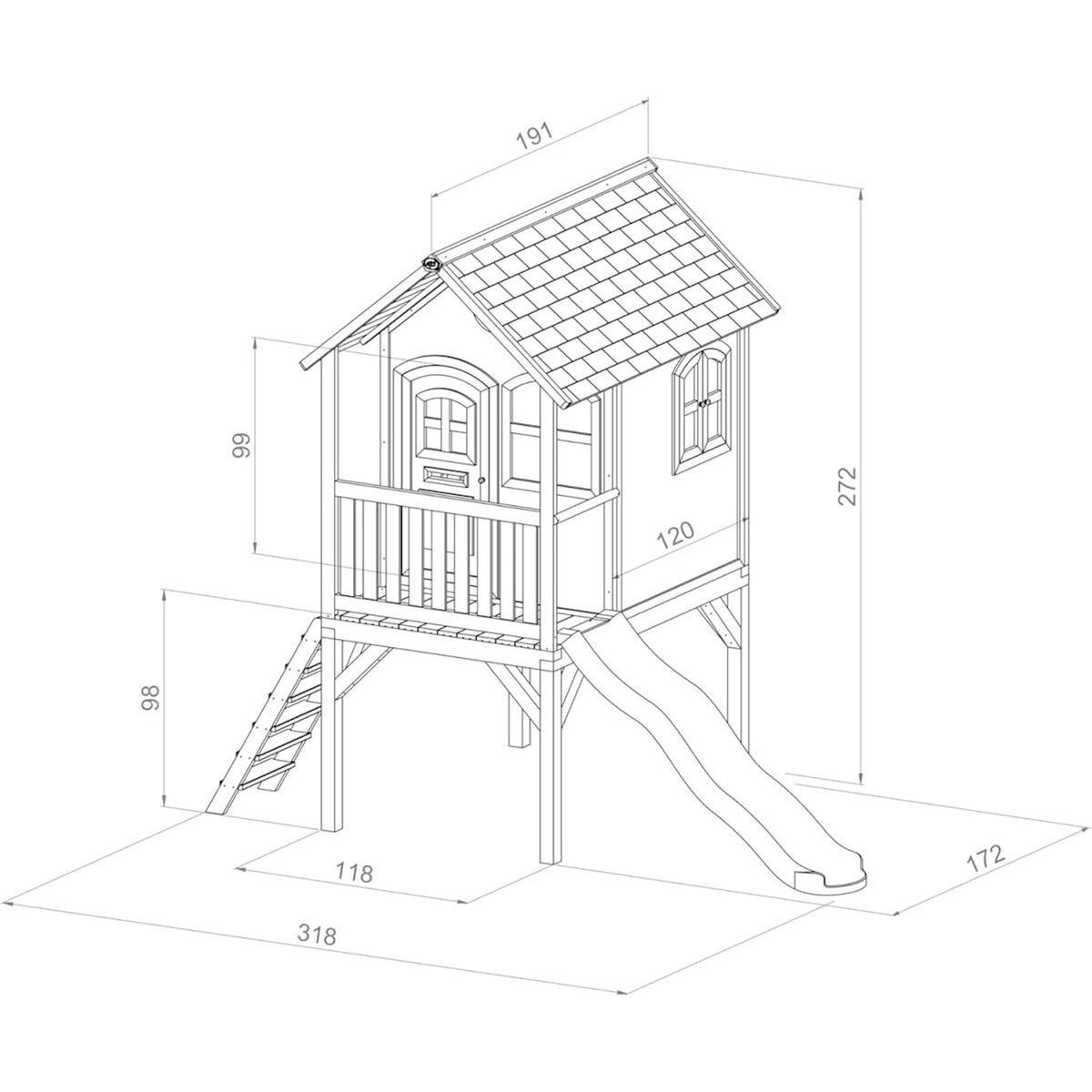 Axi House Maisonnette Laura marron-blanc toboggan gris