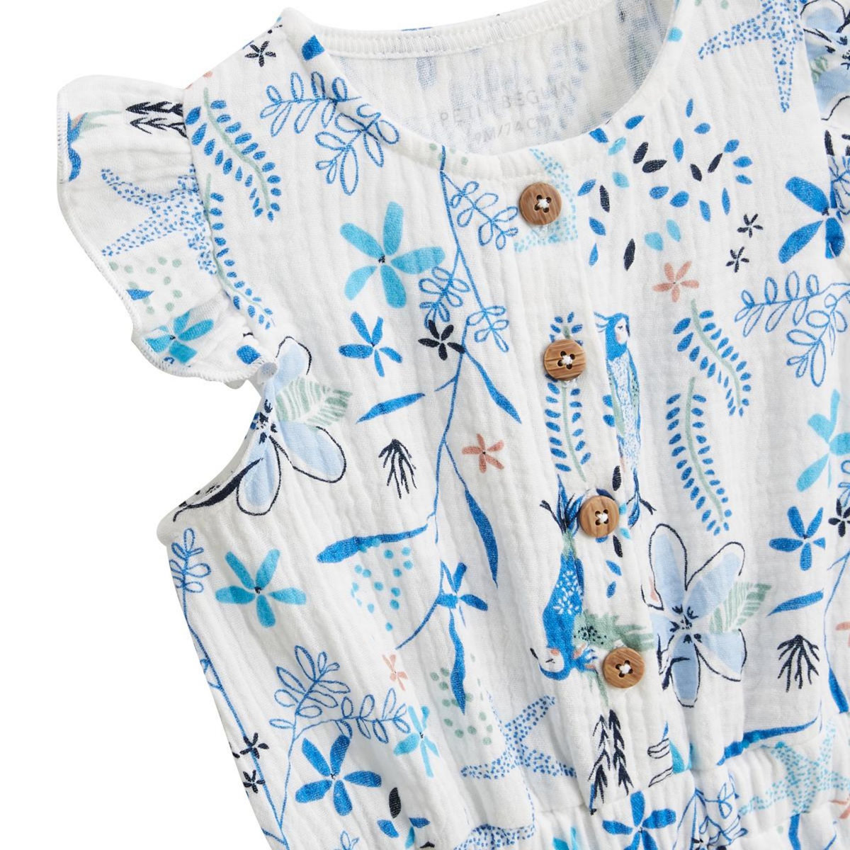 Petit Béguin Combishort bébé + chapeau en gaze de coton Océan d'amour