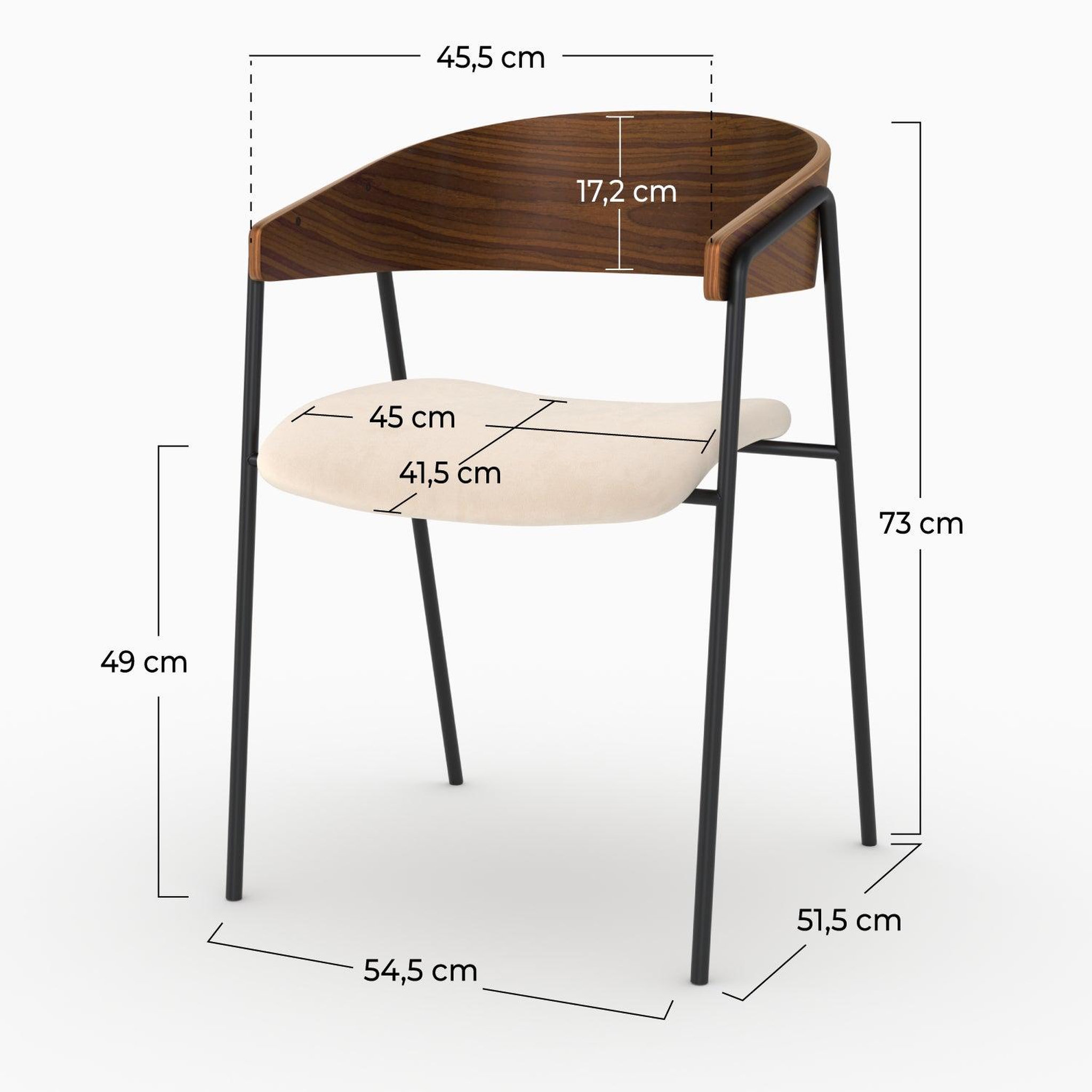 Voir la diapositive 4 : MAISON PAVANE Lot de 2 chaises en velours blanc cassé et bois de noyer-esmée
