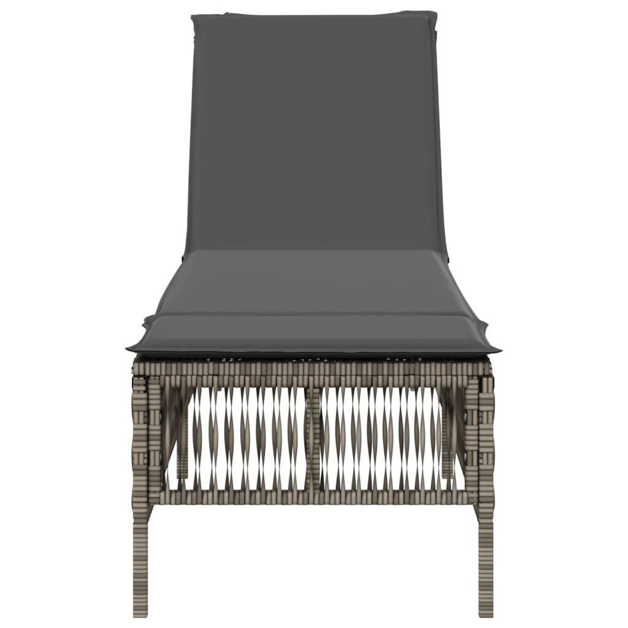 Voir la diapositive 4 : VIDAXL Chaise longue avec coussin gris resine tressee