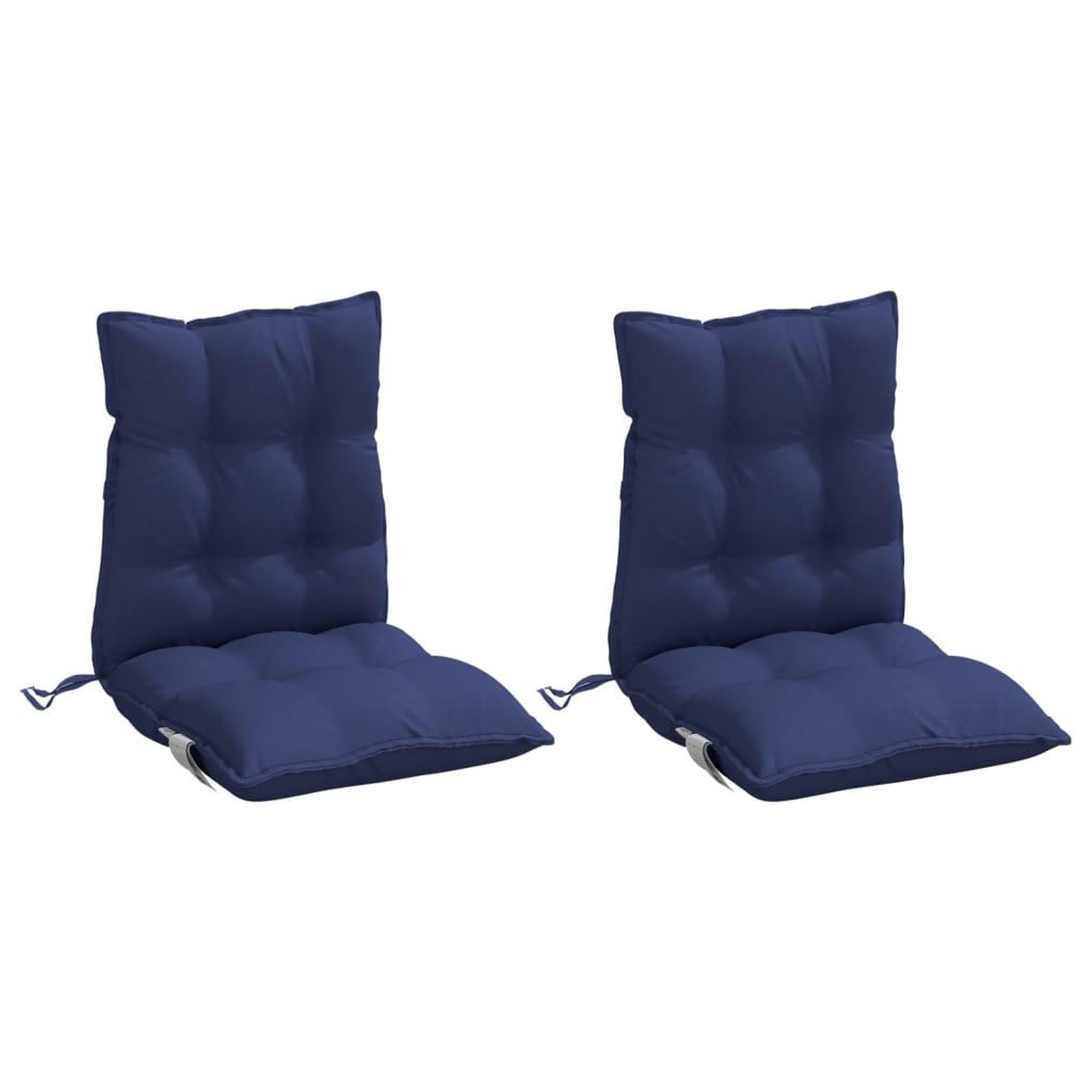 Voir la diapositive 3 : VIDAXL Coussins de chaise a dossier bas lot de 2 bleu marine