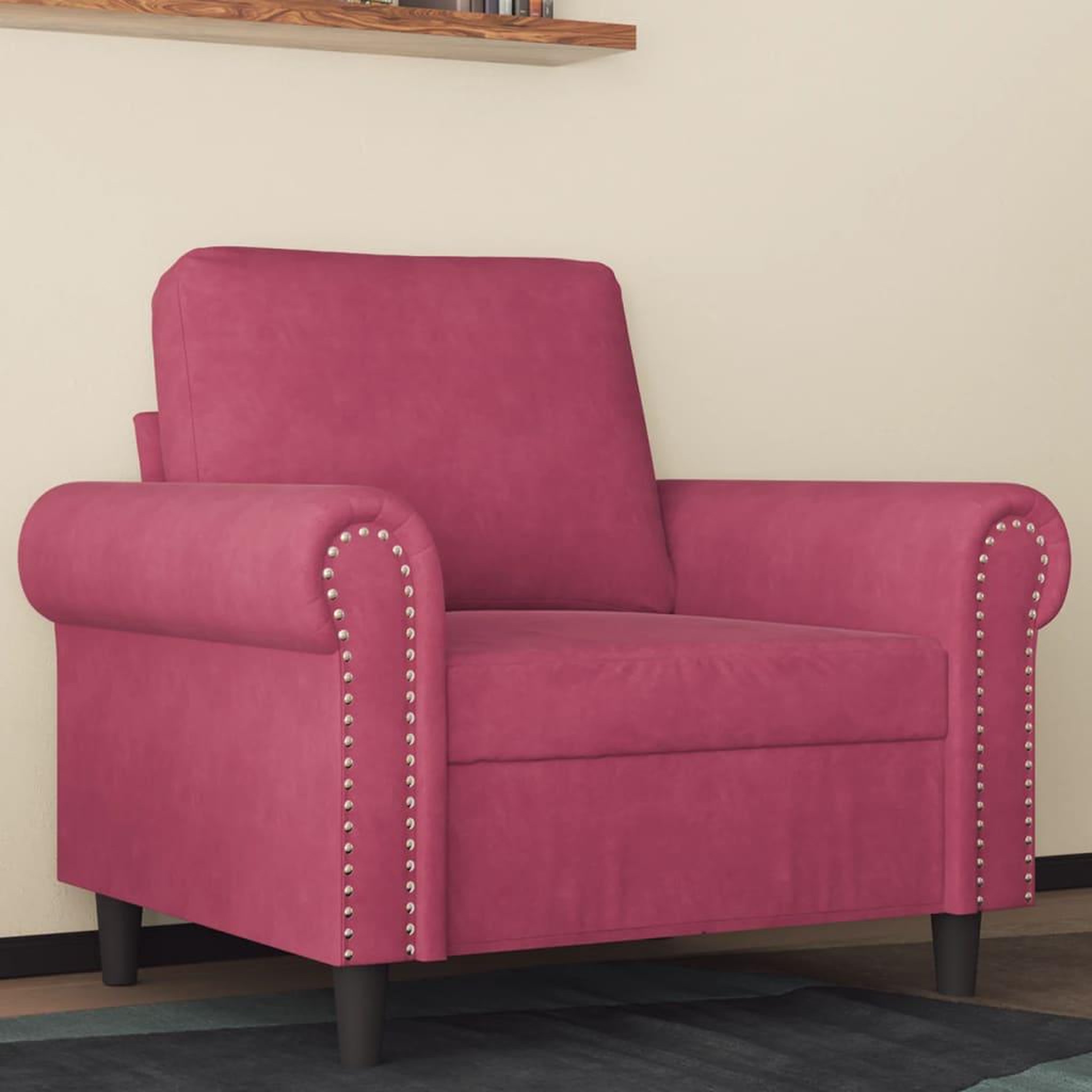 VIDAXL Fauteuil Rouge bordeaux 60 cm Velours