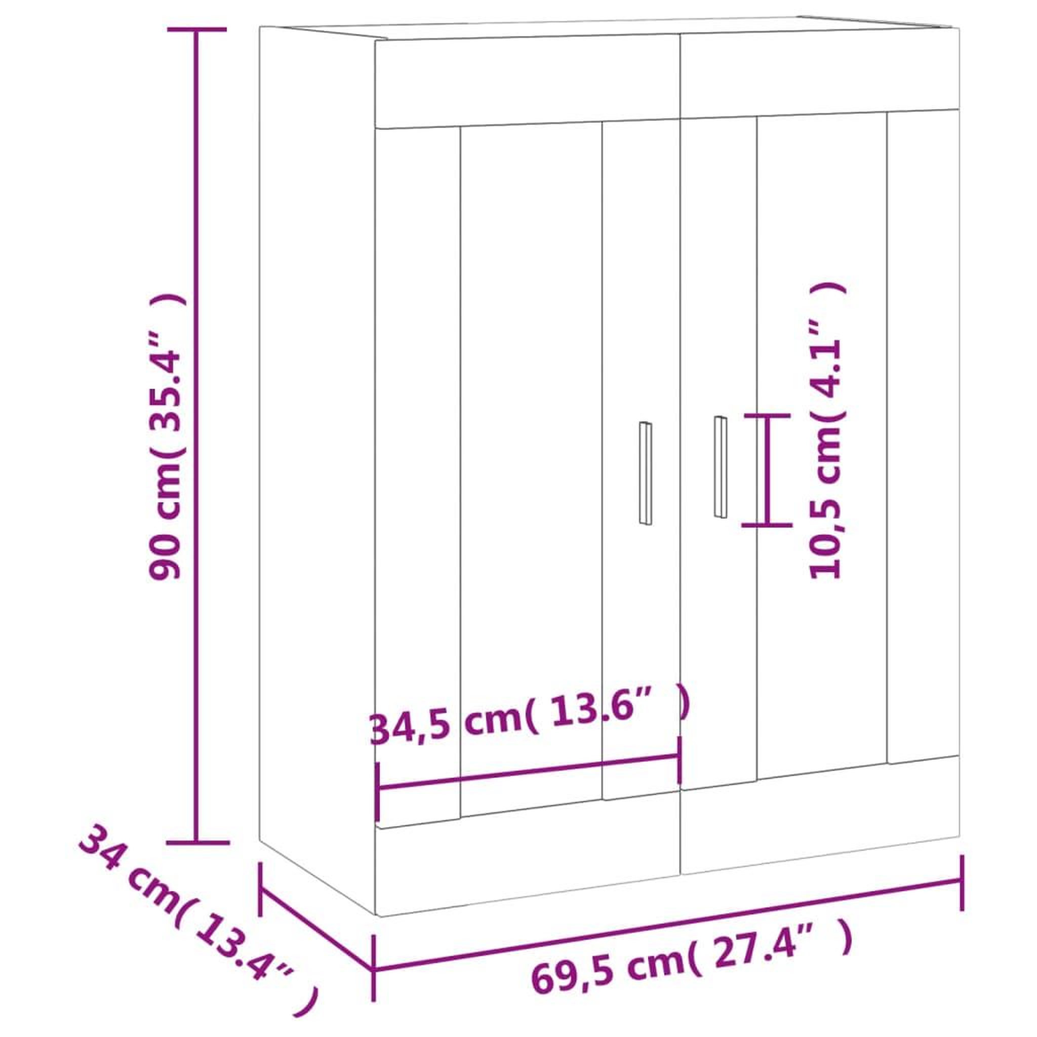 Voir la diapositive 6 : VIDAXL Armoire murale chene marron 69,5x34x90 cm